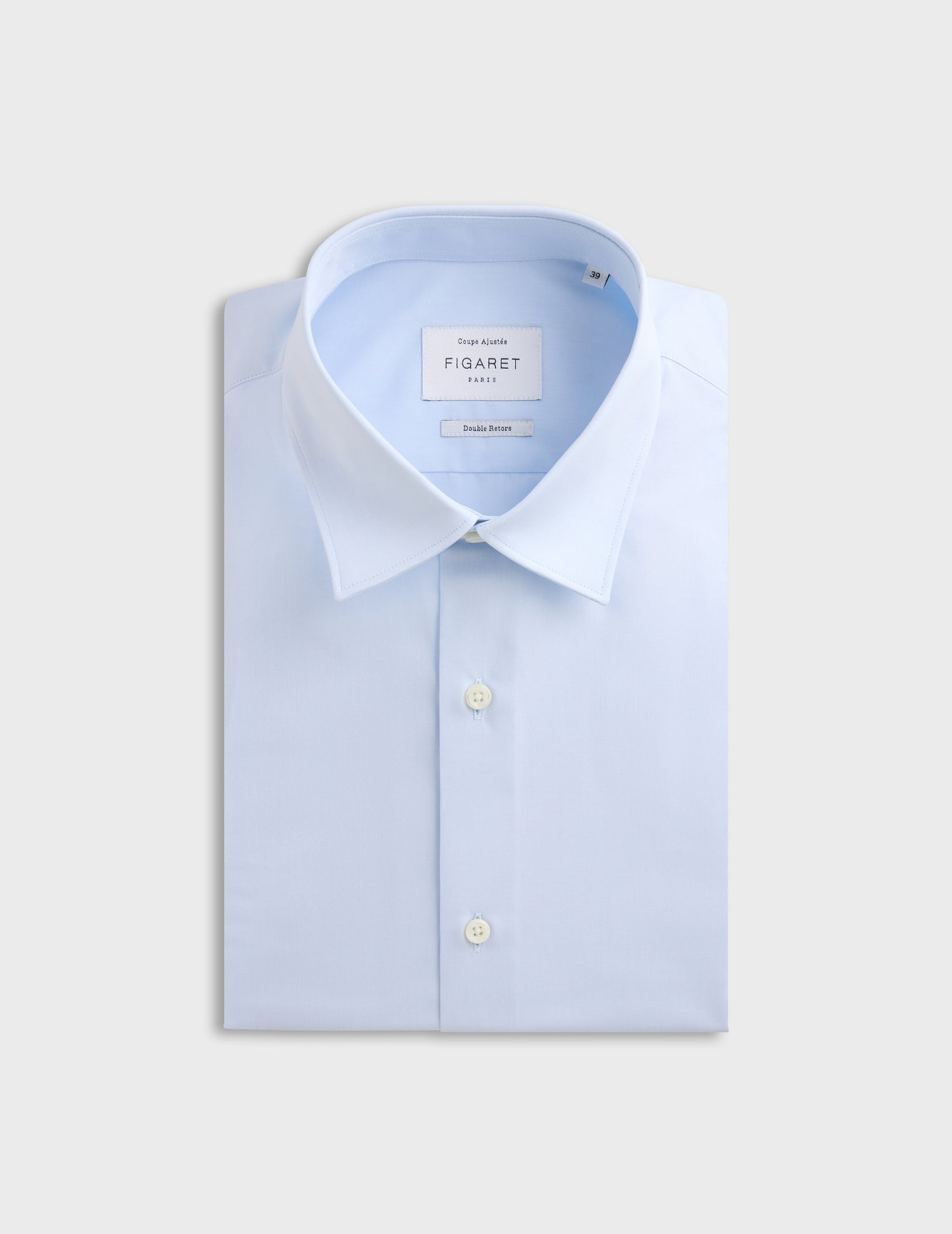 Fitted blue shirt - Poplin - Figaret Collar