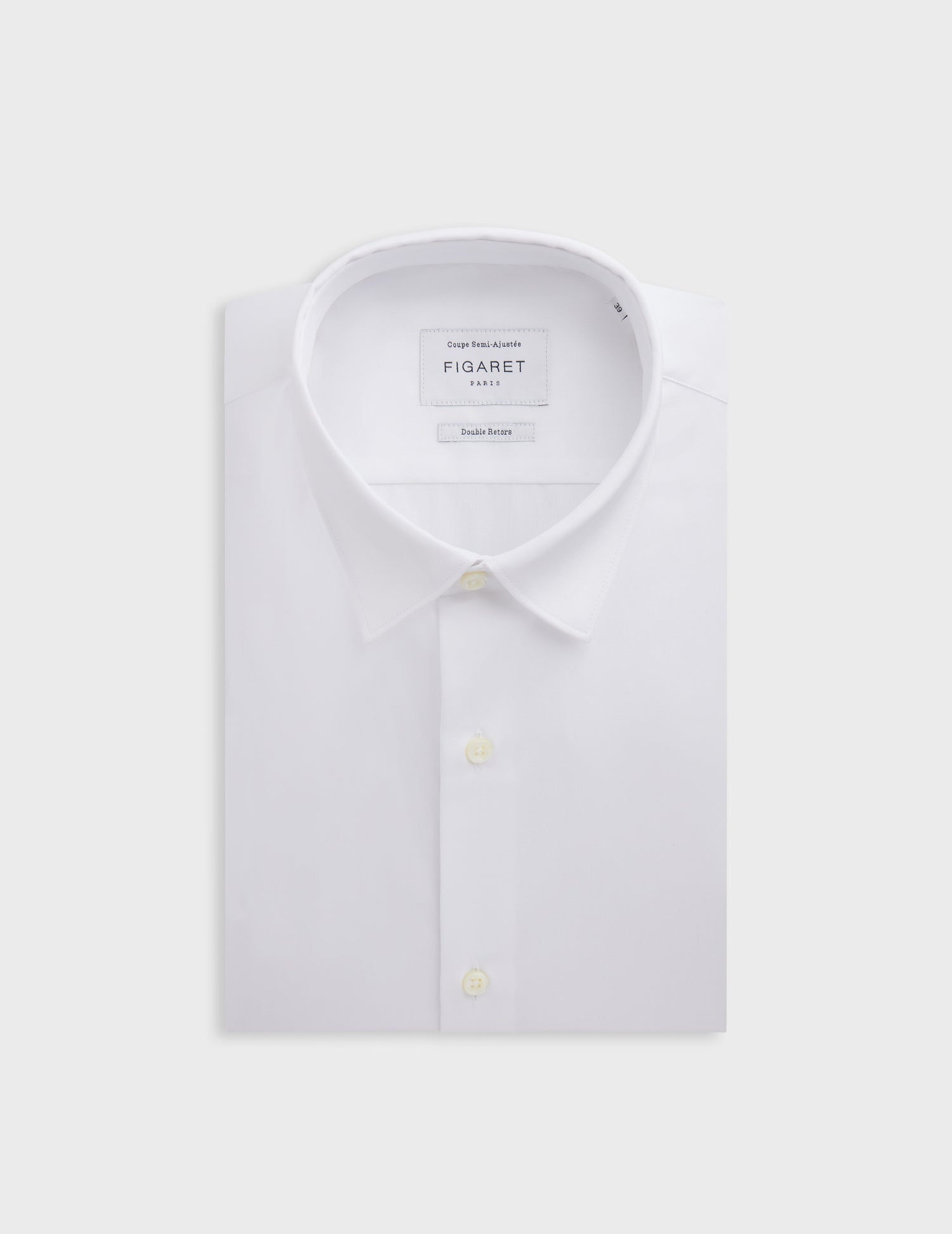 Semi-fitted white shirt - Pin point - Figaret Collar