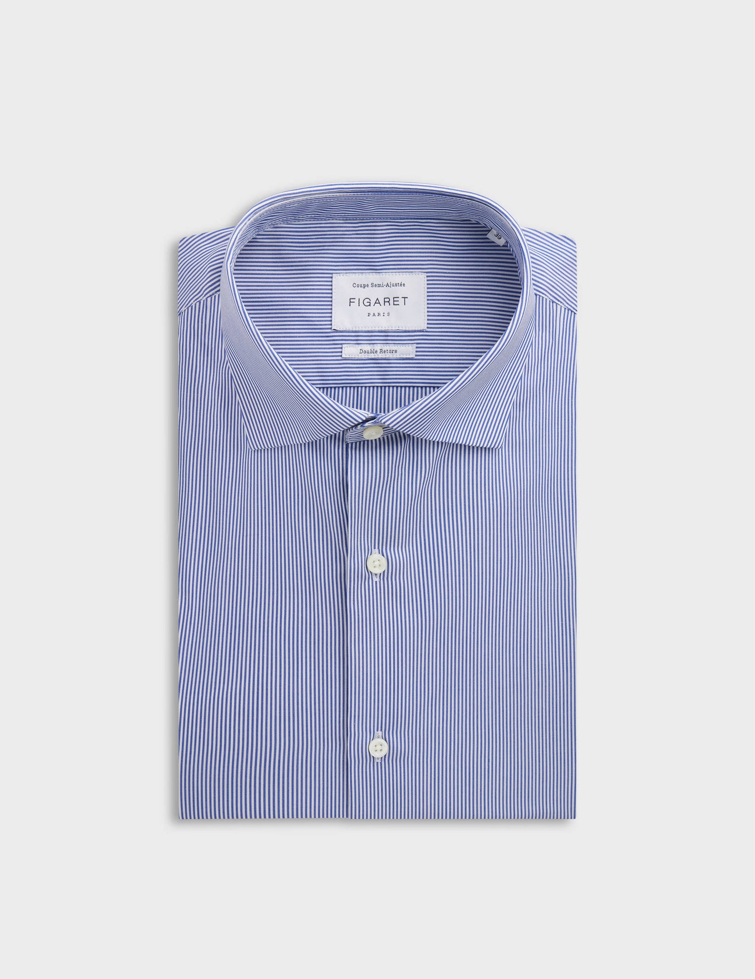 Semi-fitted blue striped shirt - Poplin - Italian Collar