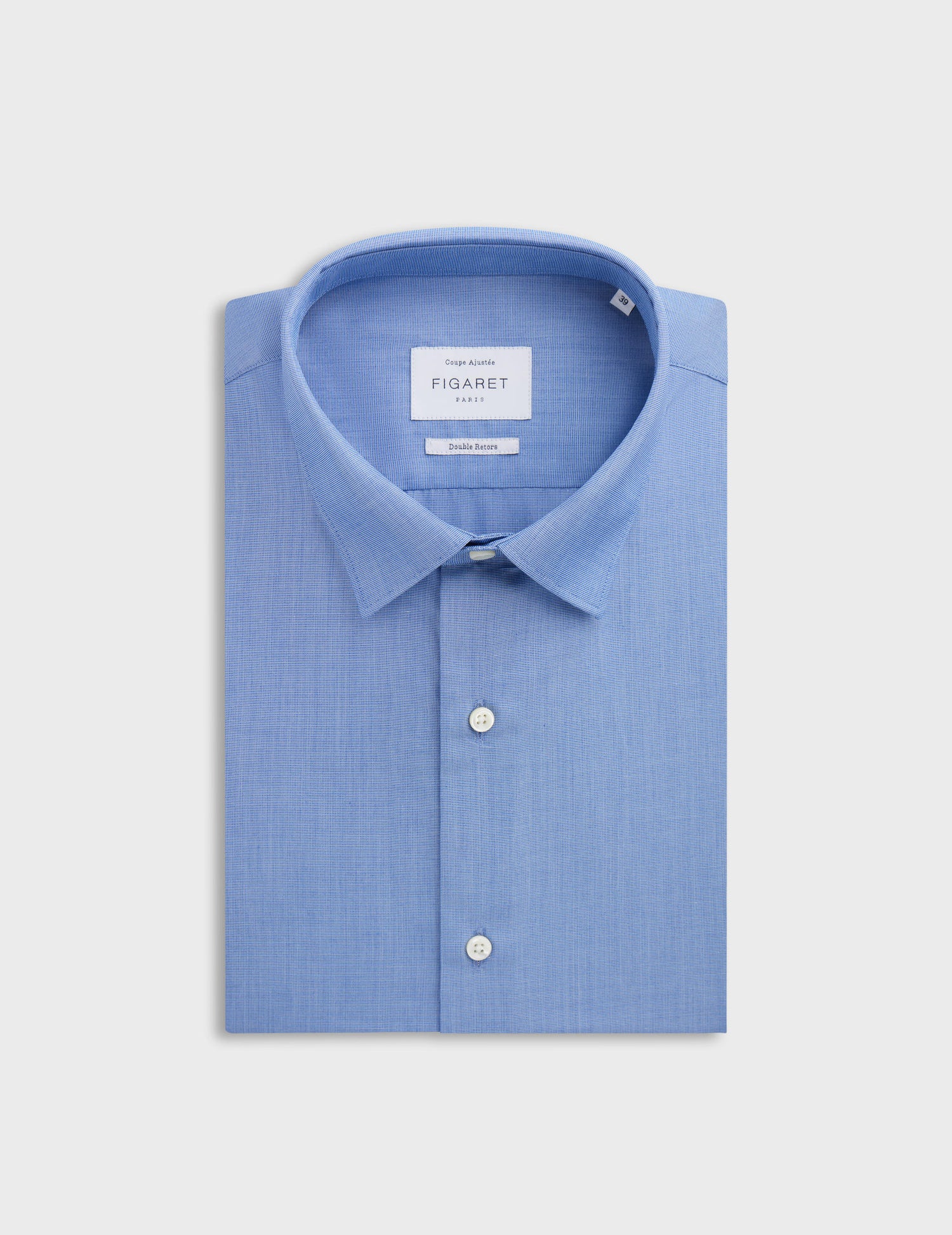 Fitted blue shirt - Fil-à-fil - Figaret Collar