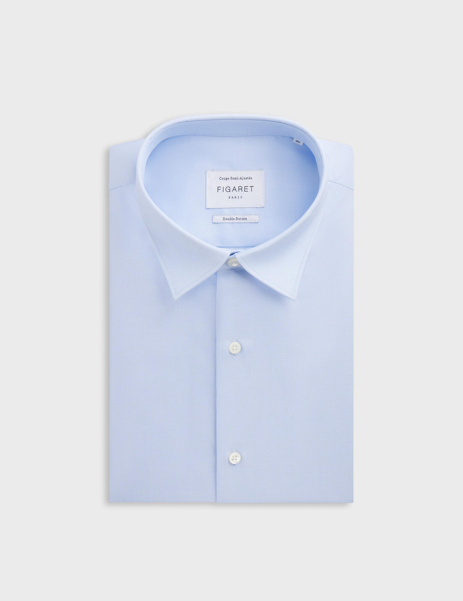 Semi-fitted blue shirt - Dobby - Figaret Collar