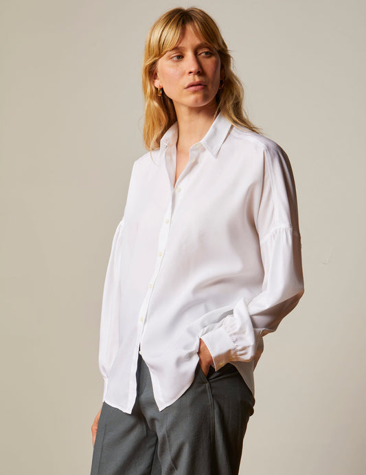 blusa pretina ancha  Fashion, Fashion tops, White shirt blouse