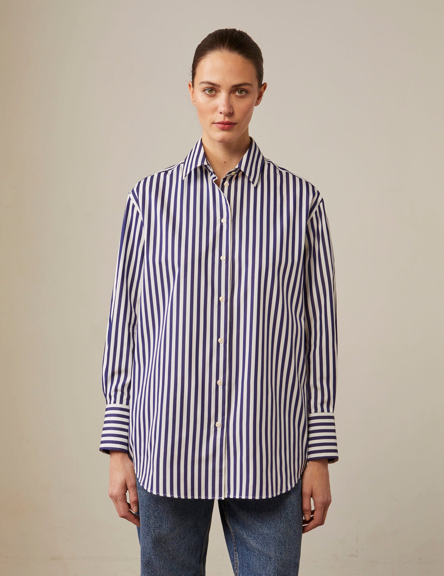 Blue striped Mathilde oversized shirt - Cotton#3