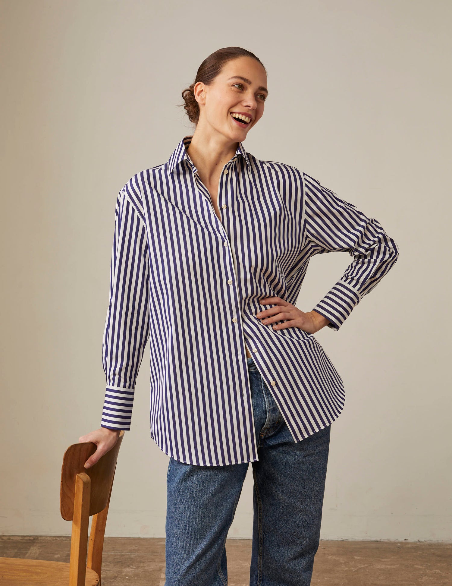 Blue striped Mathilde oversized shirt - Cotton