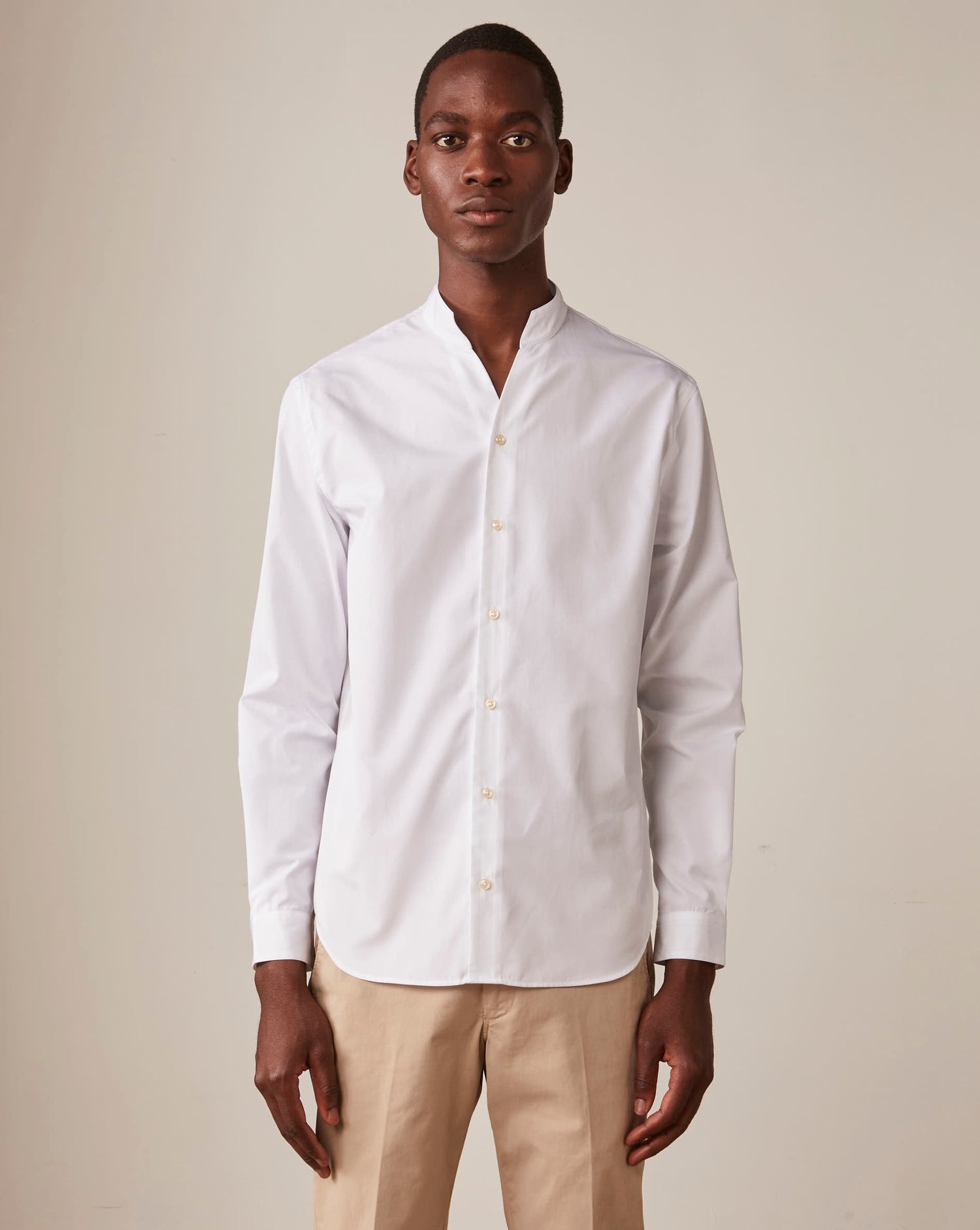 White Carl shirt - Poplin - Open straight Collar#3