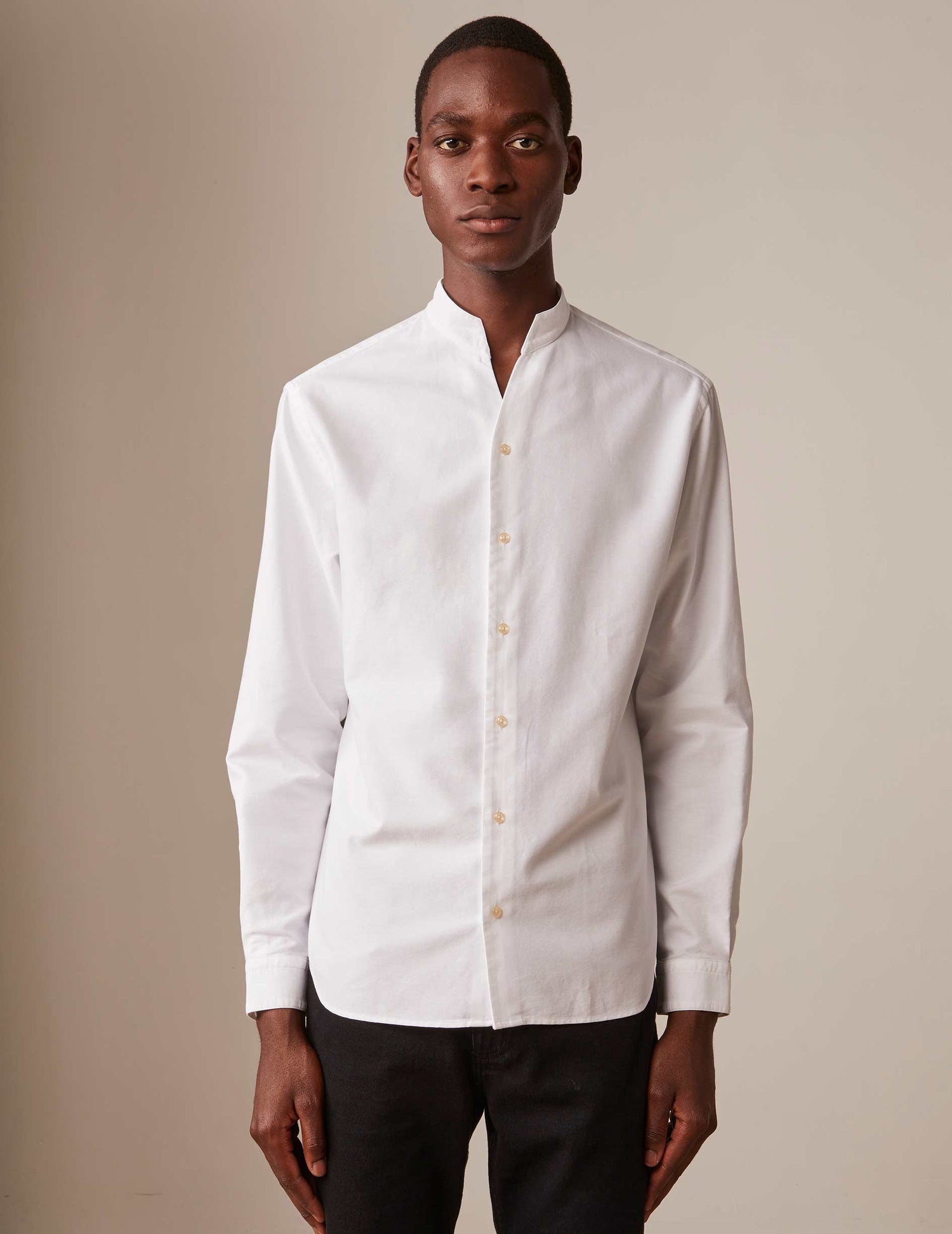 White Carl shirt - Oxford - Open straight Collar#3