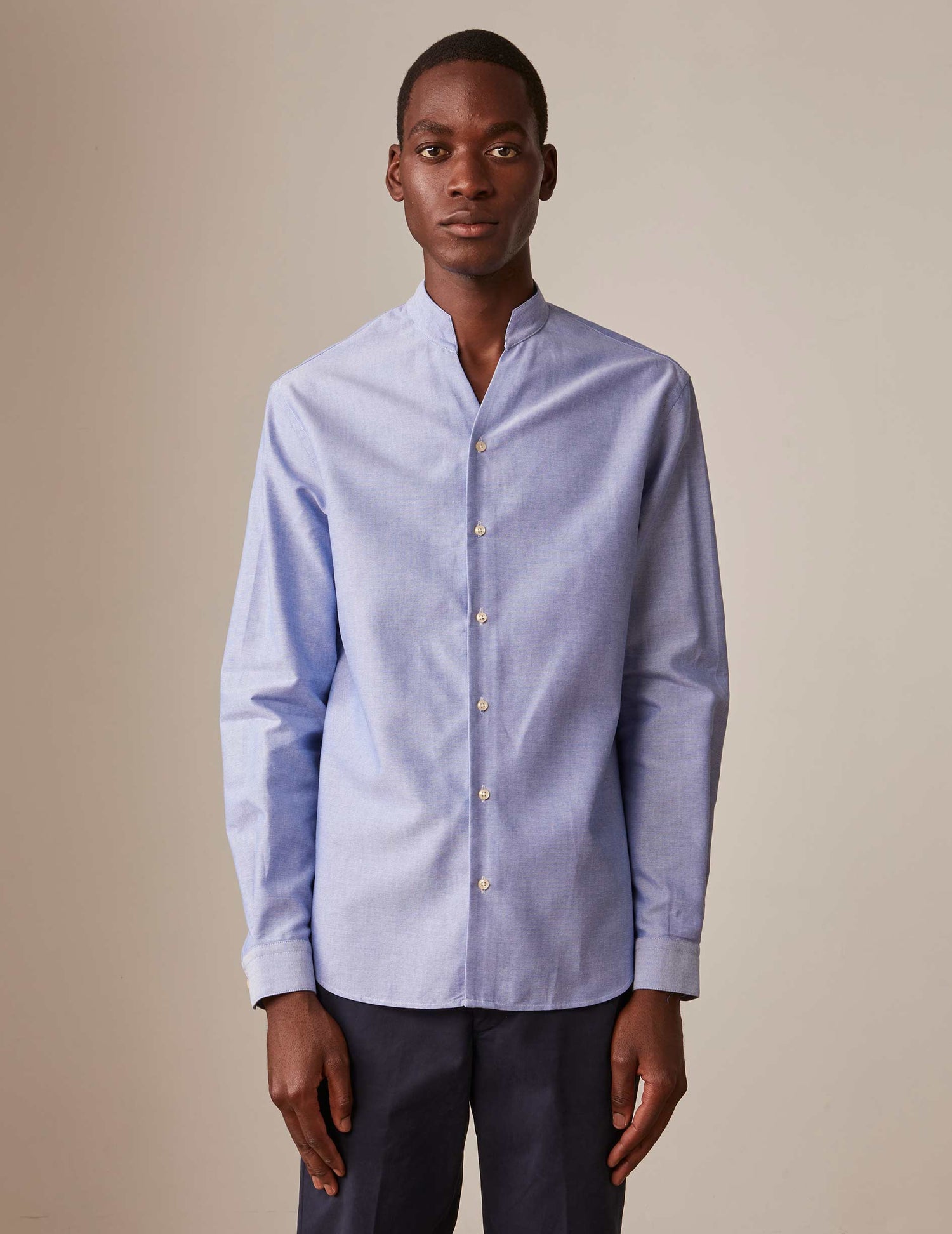 Blue Carl shirt - Oxford - Open straight Collar#3