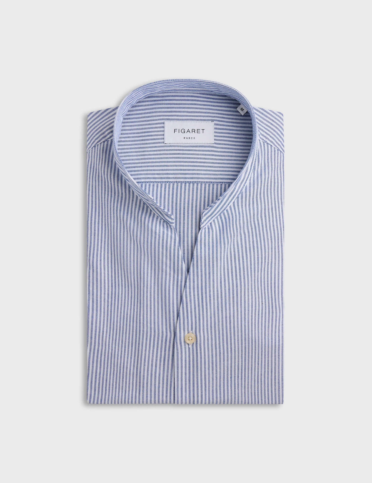 Chemise Carl rayée bleue - Oxford - Col Droit ouvert#4