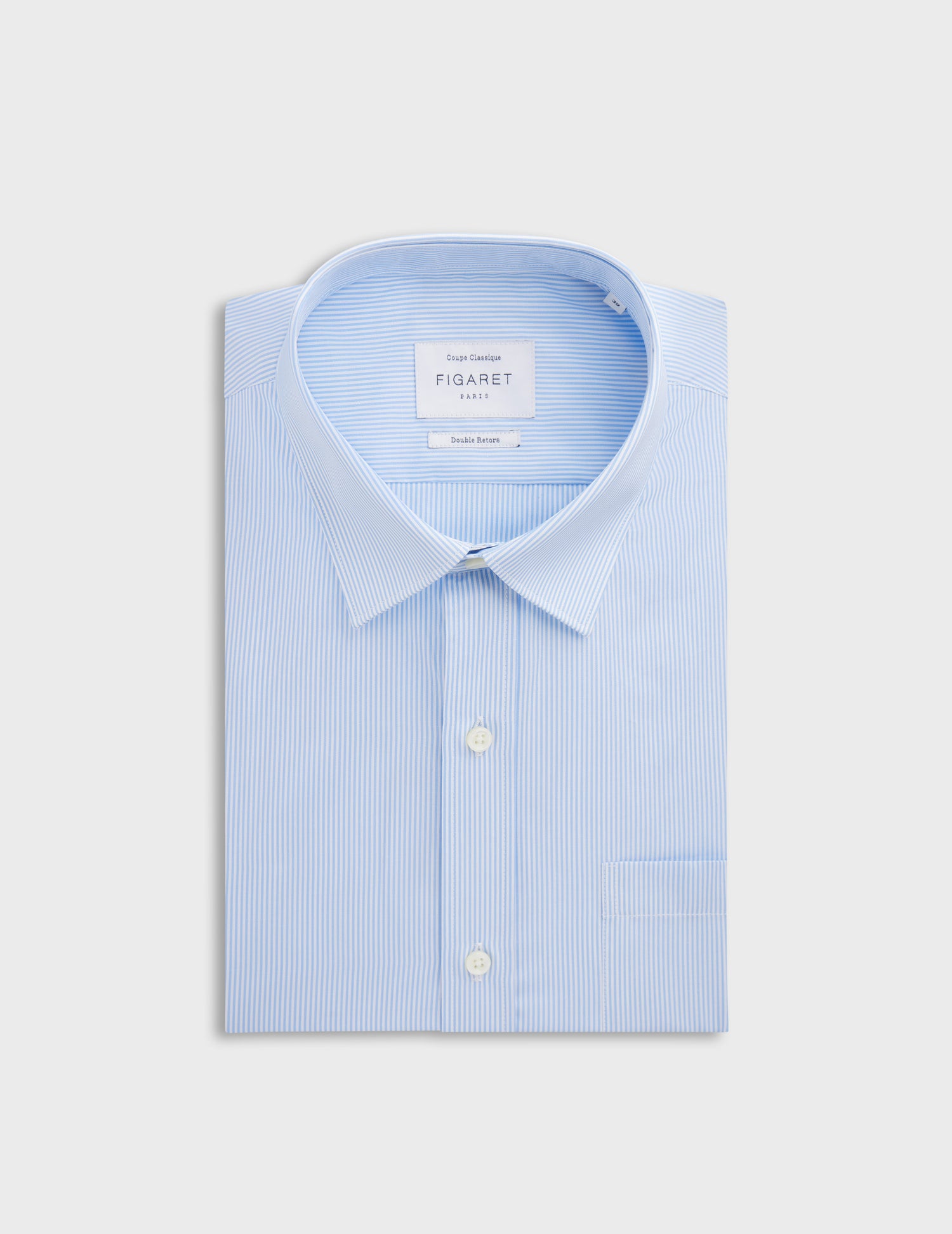 Classic blue striped shirt - Poplin - Figaret Collar