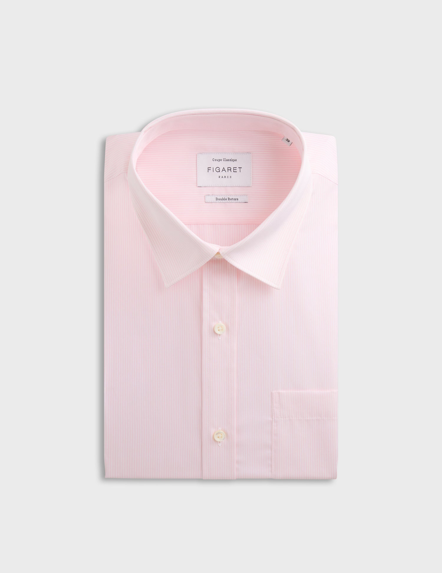 Chemise Classique rayée rose - Popeline - Col Figaret