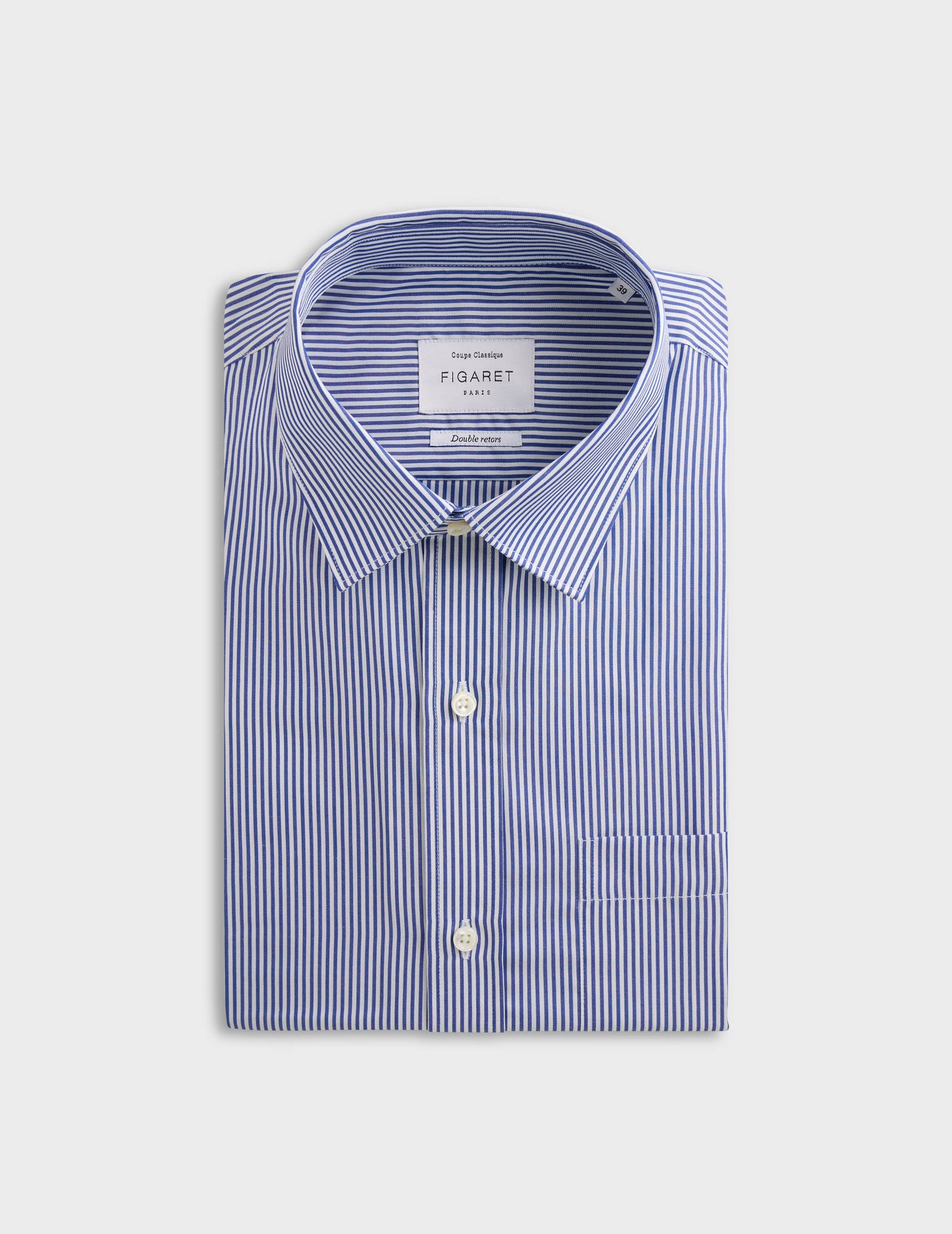 Classic blue striped shirt - Poplin - Figaret Collar