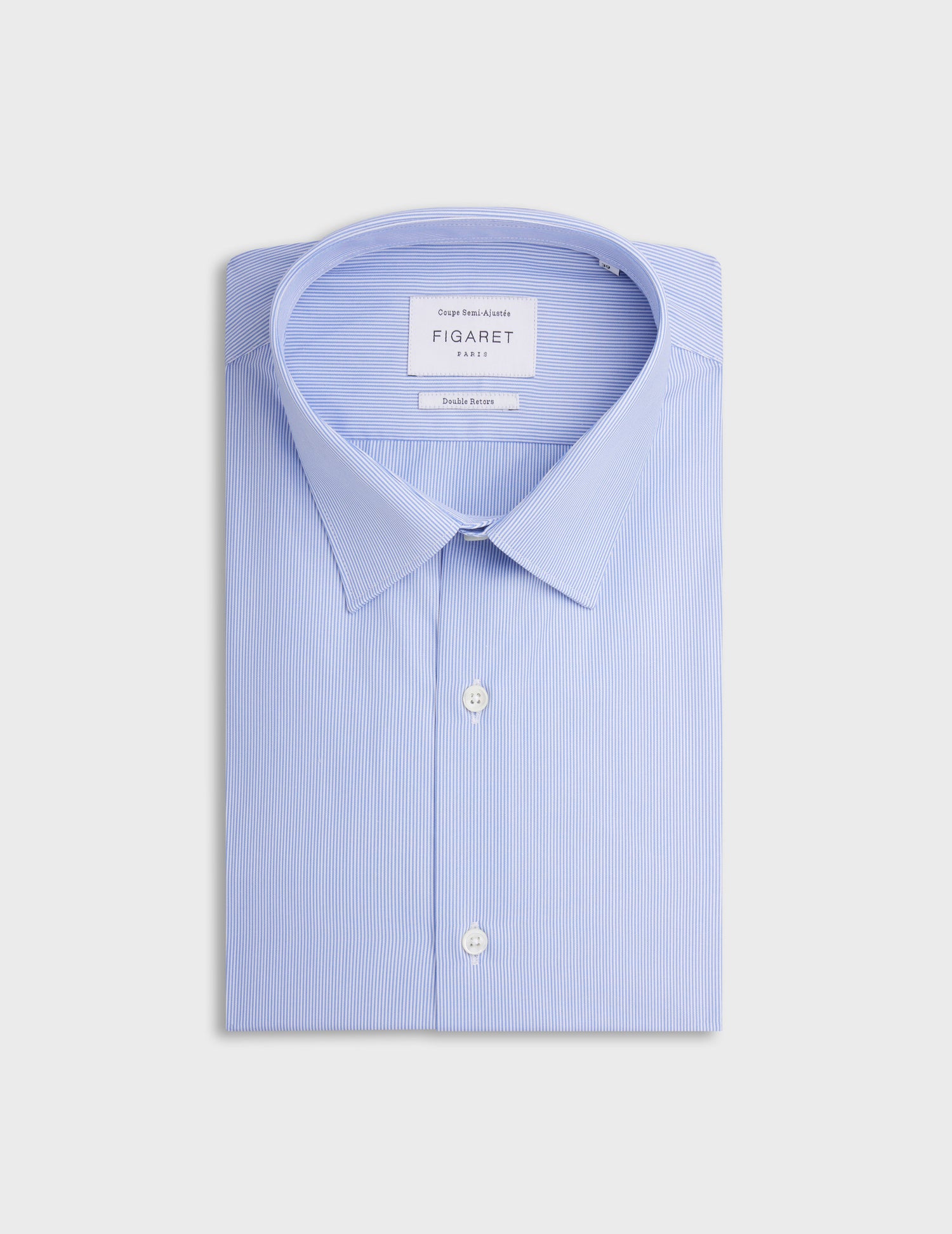 Semi-fitted blue striped shirt - Poplin - Figaret Collar