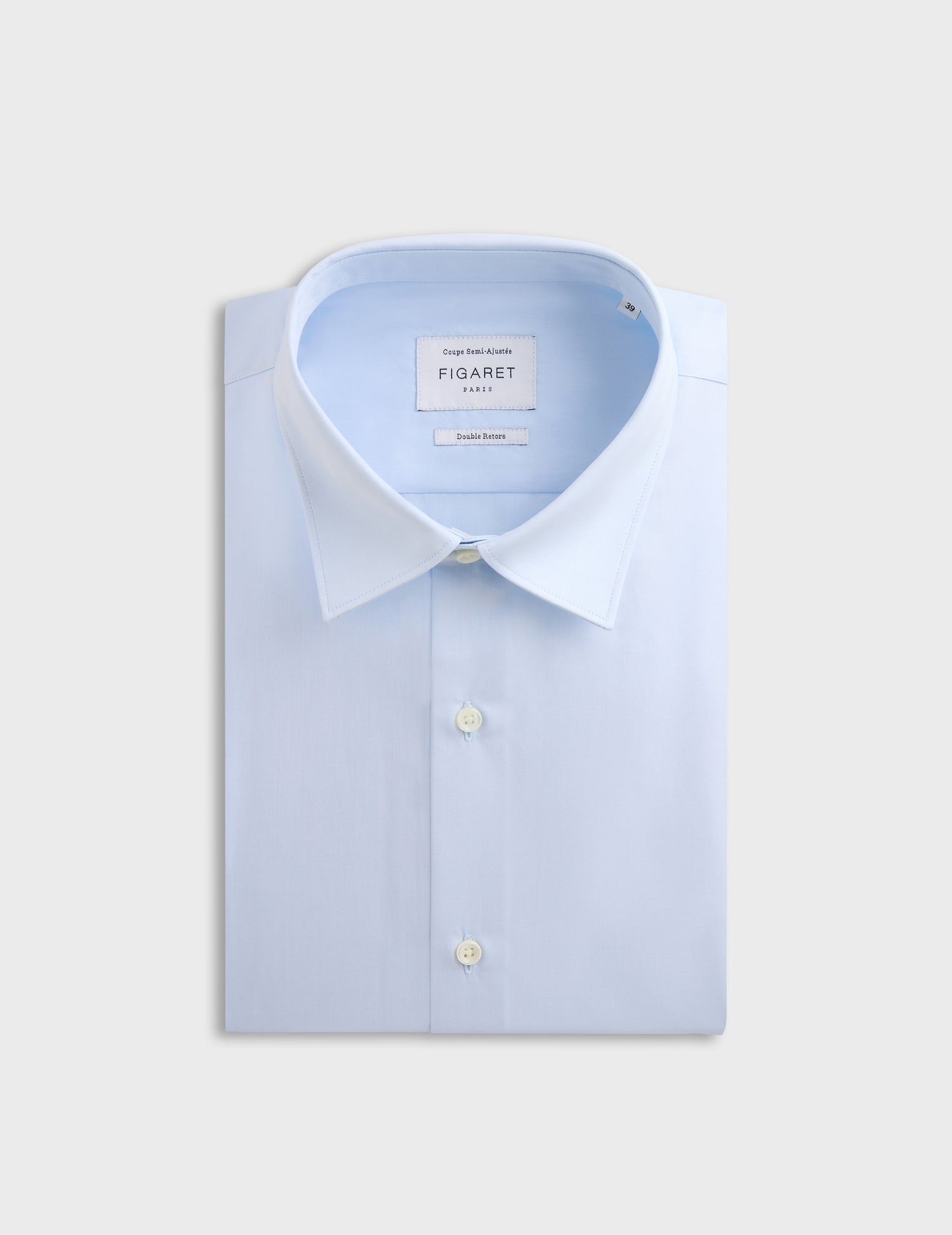 Semi-fitted blue shirt - Poplin - Figaret Collar