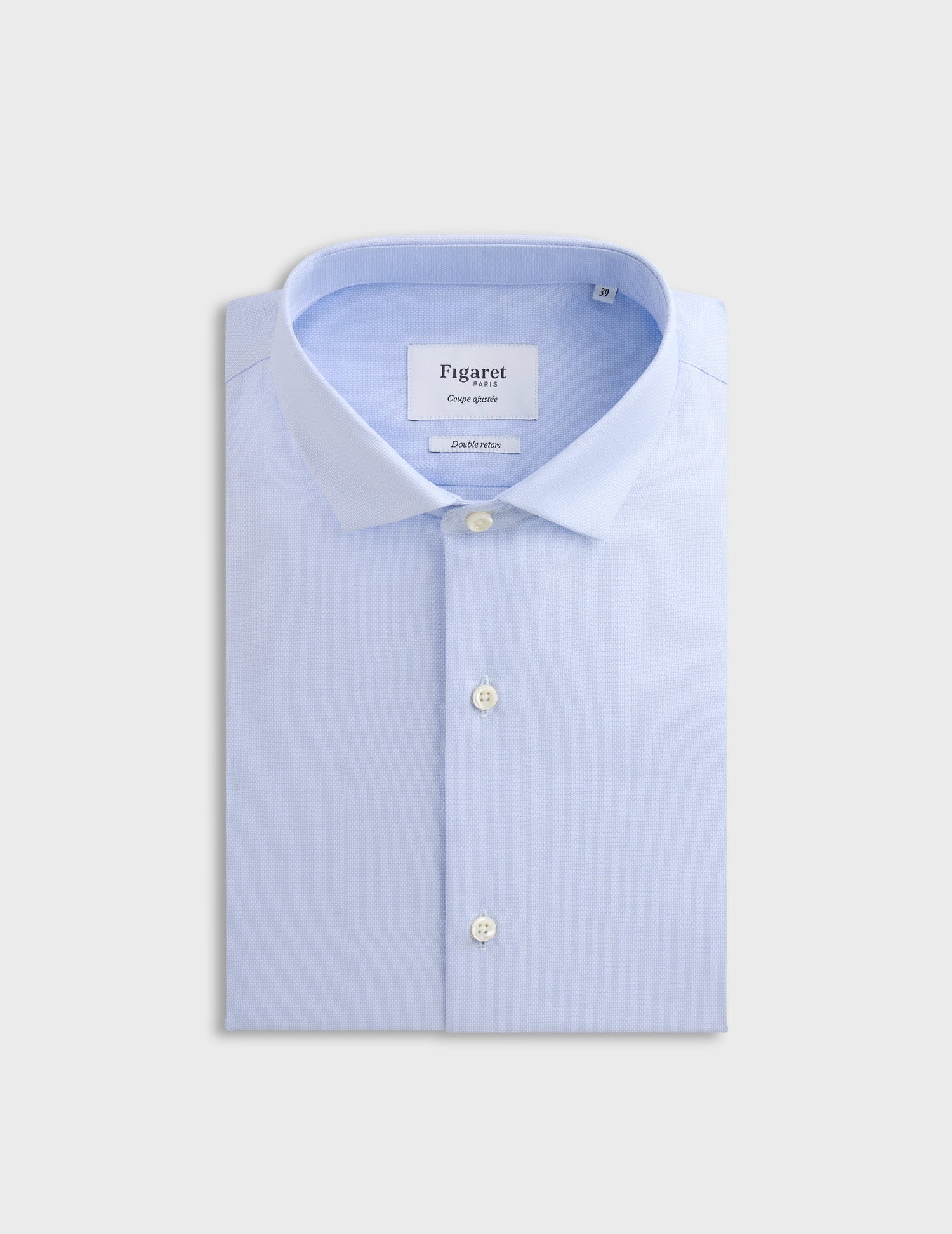 Fitted blue shirt - Dobby - Thin Collar