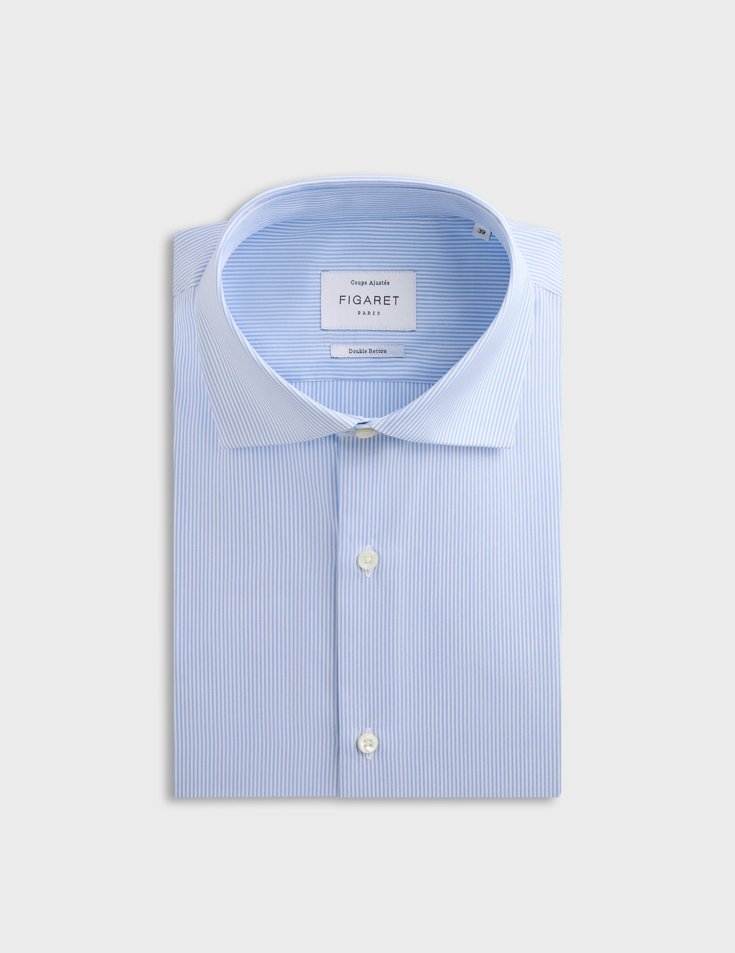 Fitted blue striped shirt - Poplin - Italian Collar