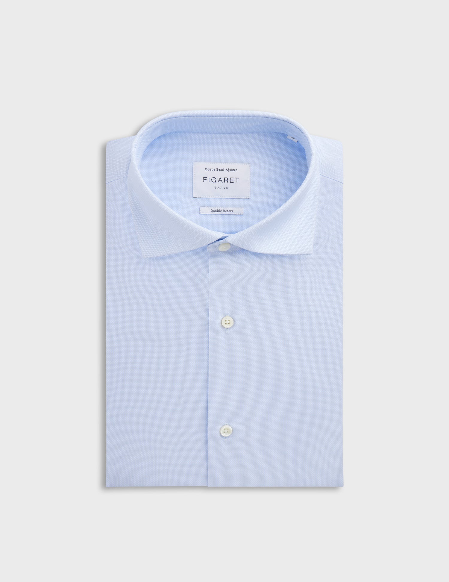 Semi-fitted blue shirt - Shaped - Italian Collar