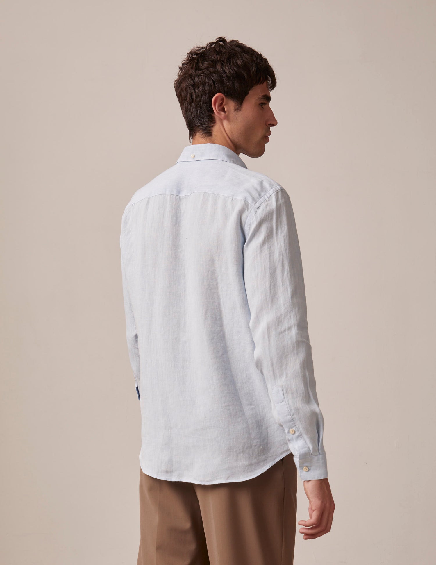 Aristote shirt in light blue linen - Linen - Italian Collar#2