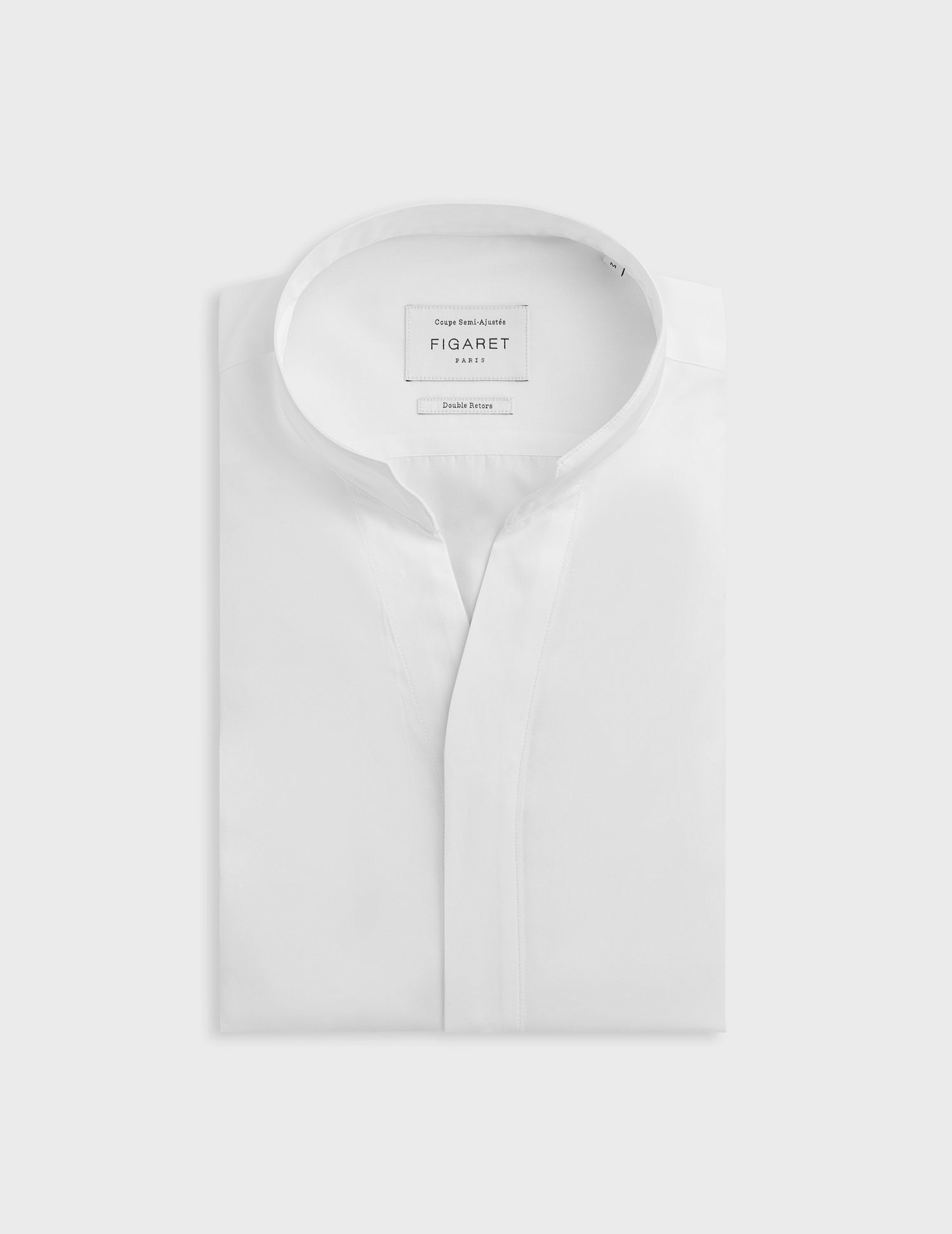 White Carl Hidden Throat Shirt - Poplin - Open straight  Collar#4