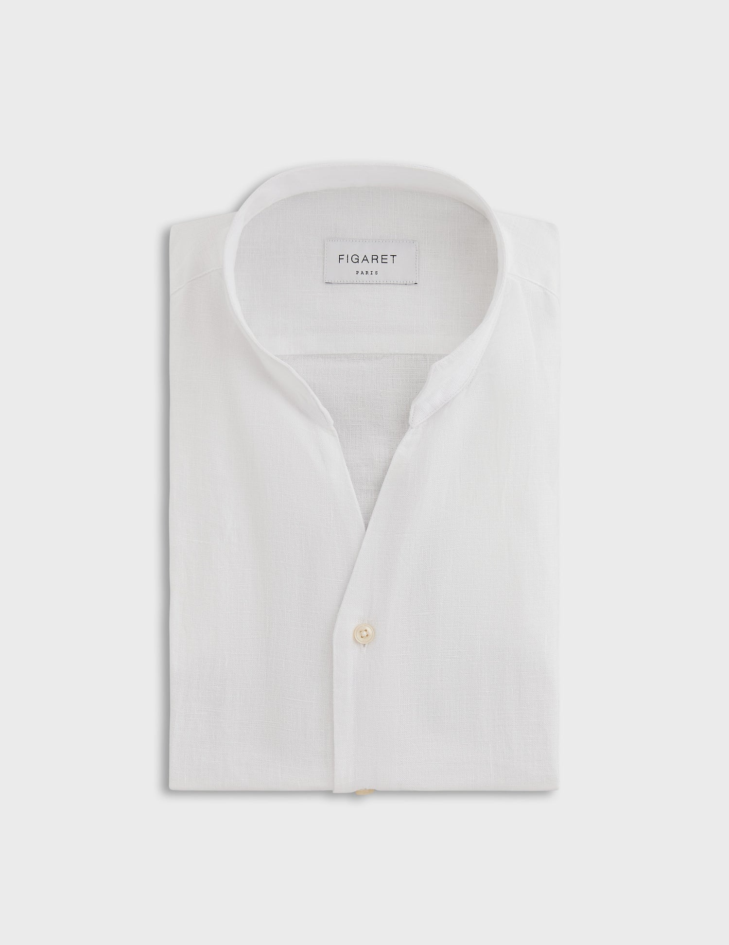 Carl white linen shirt - Linen - Open straight Collar#5