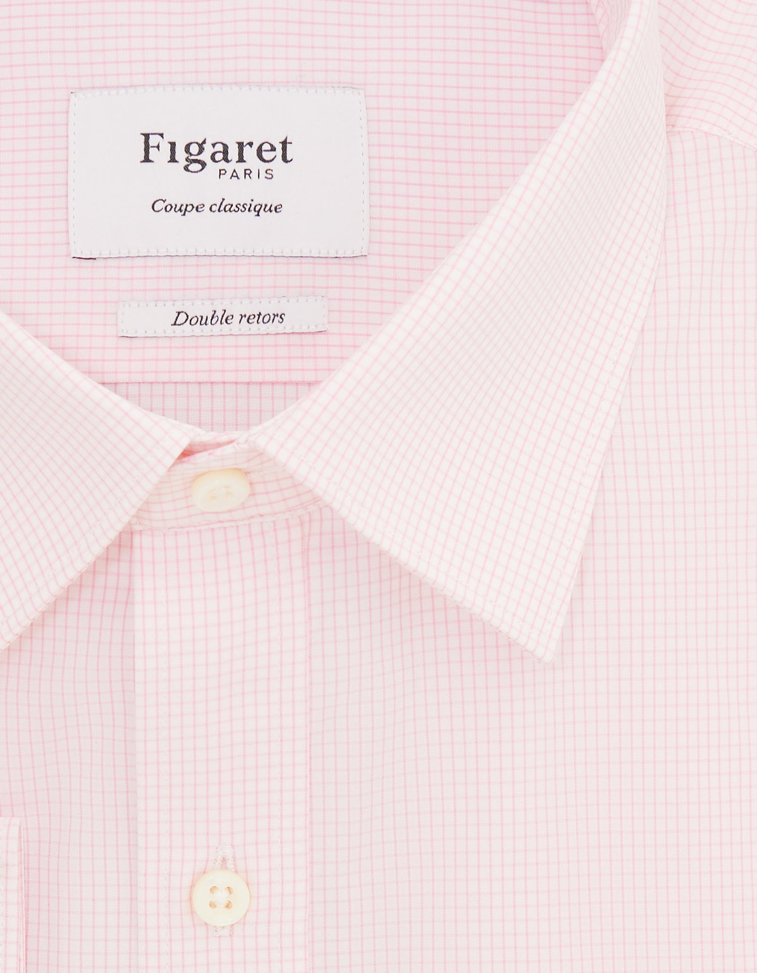 Chemise Classique à carreaux roses - Popeline - Col Figaret#2