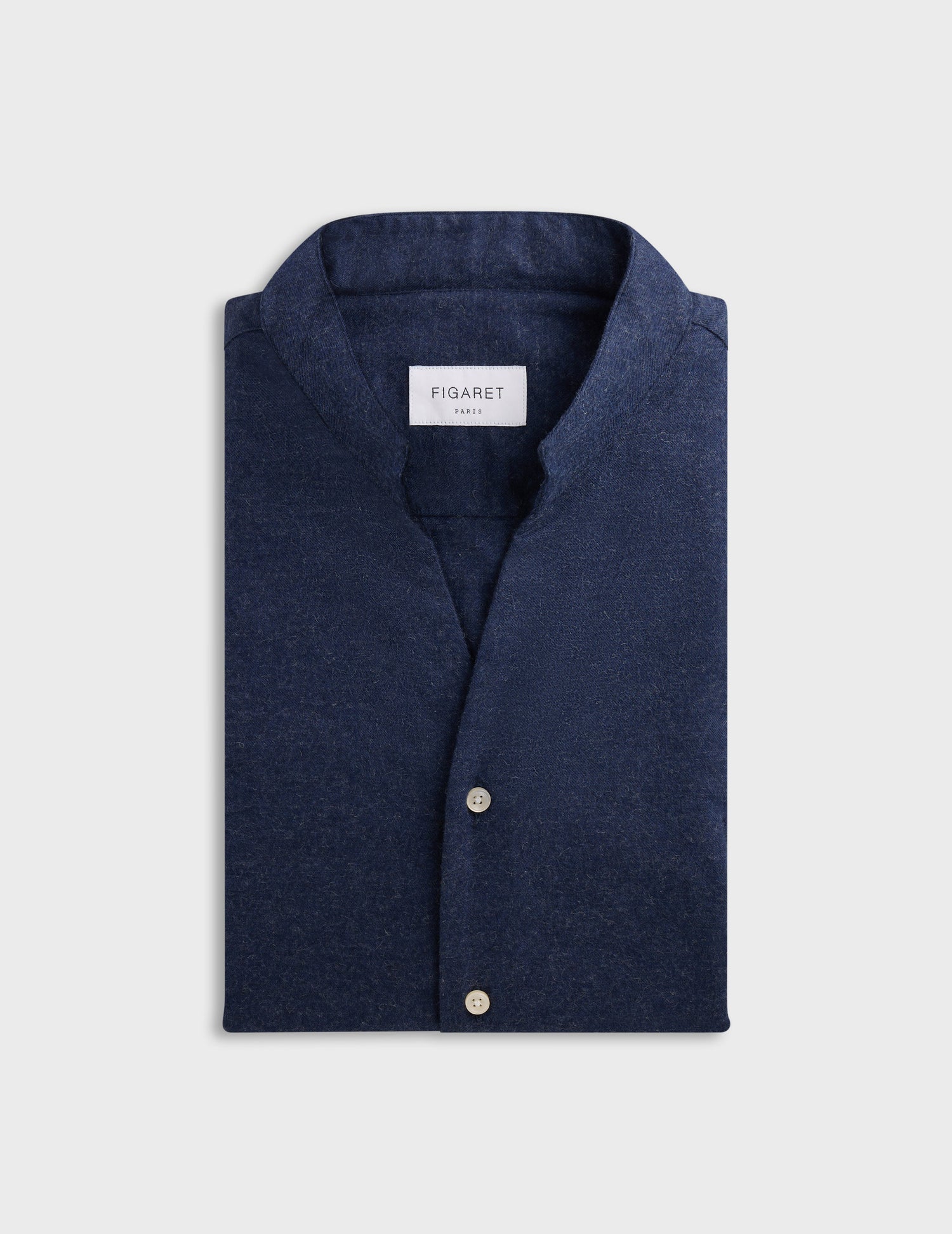 Chemise Carl en coton cachemire bleu marine - Flanelle - Col Droit ouvert#4