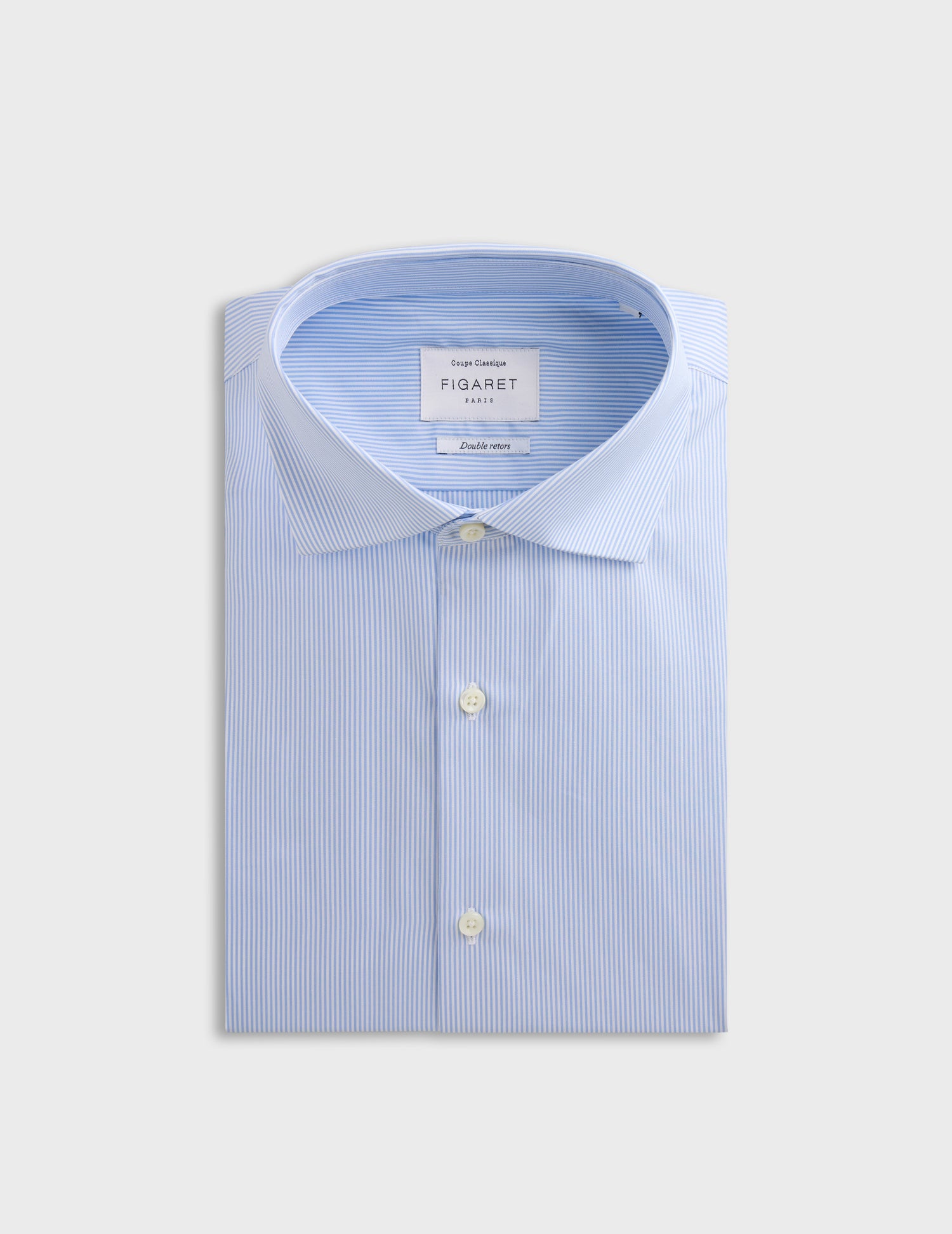 Chemise Classique rayée bleue - Popeline - Col Italien