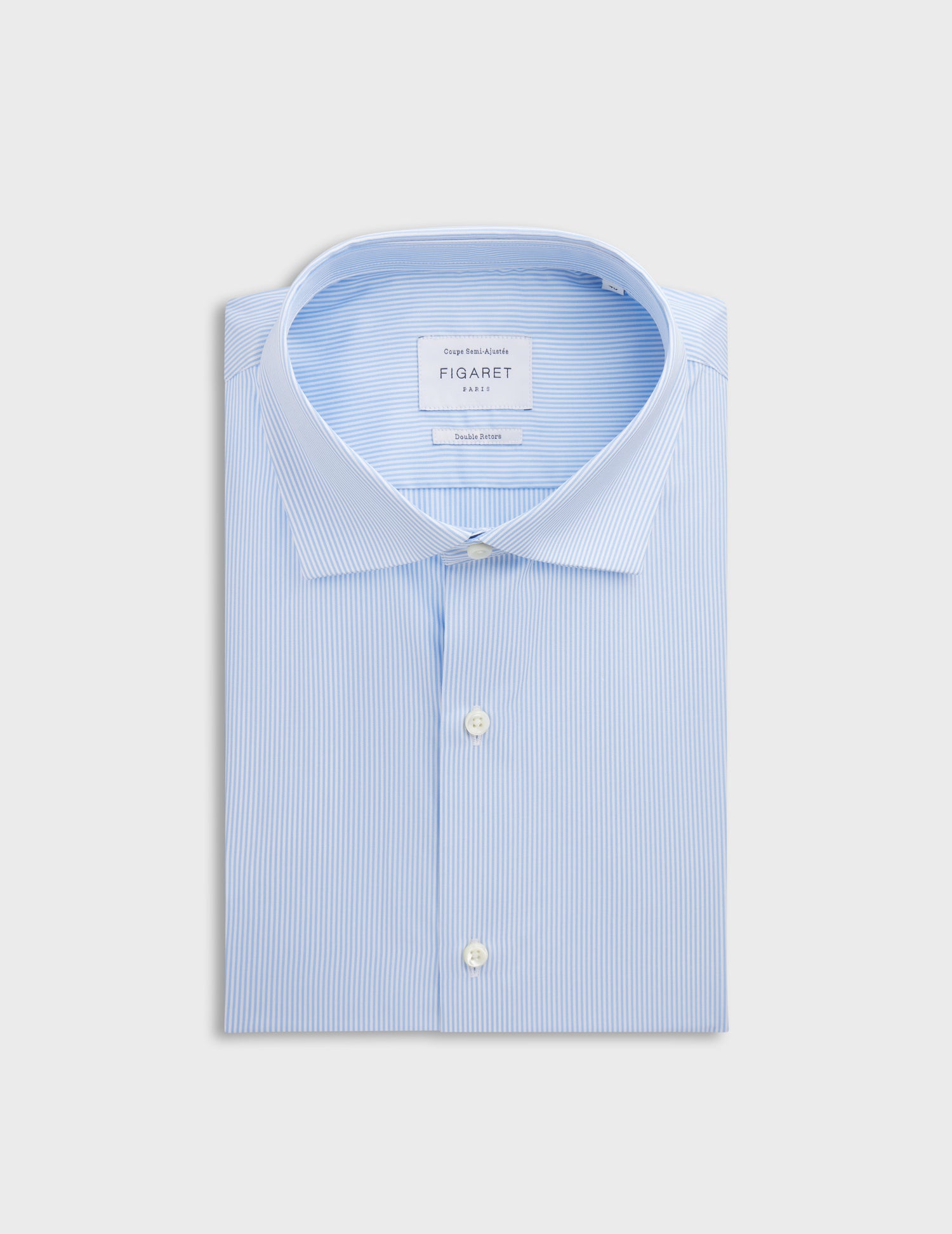 Semi-fitted blue striped shirt - Poplin - Italian Collar