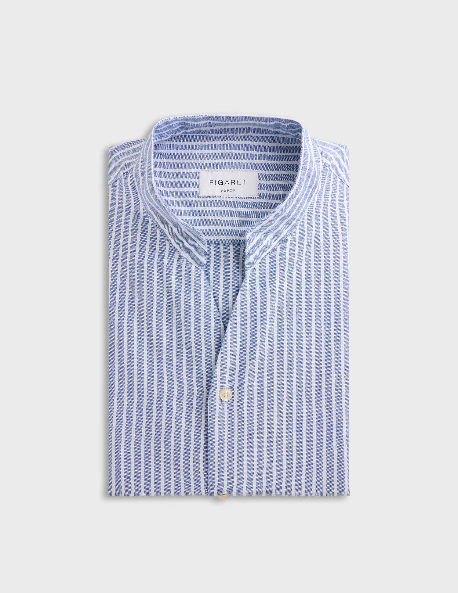 Blue striped Carl shirt - Oxford - Open straight Collar#4