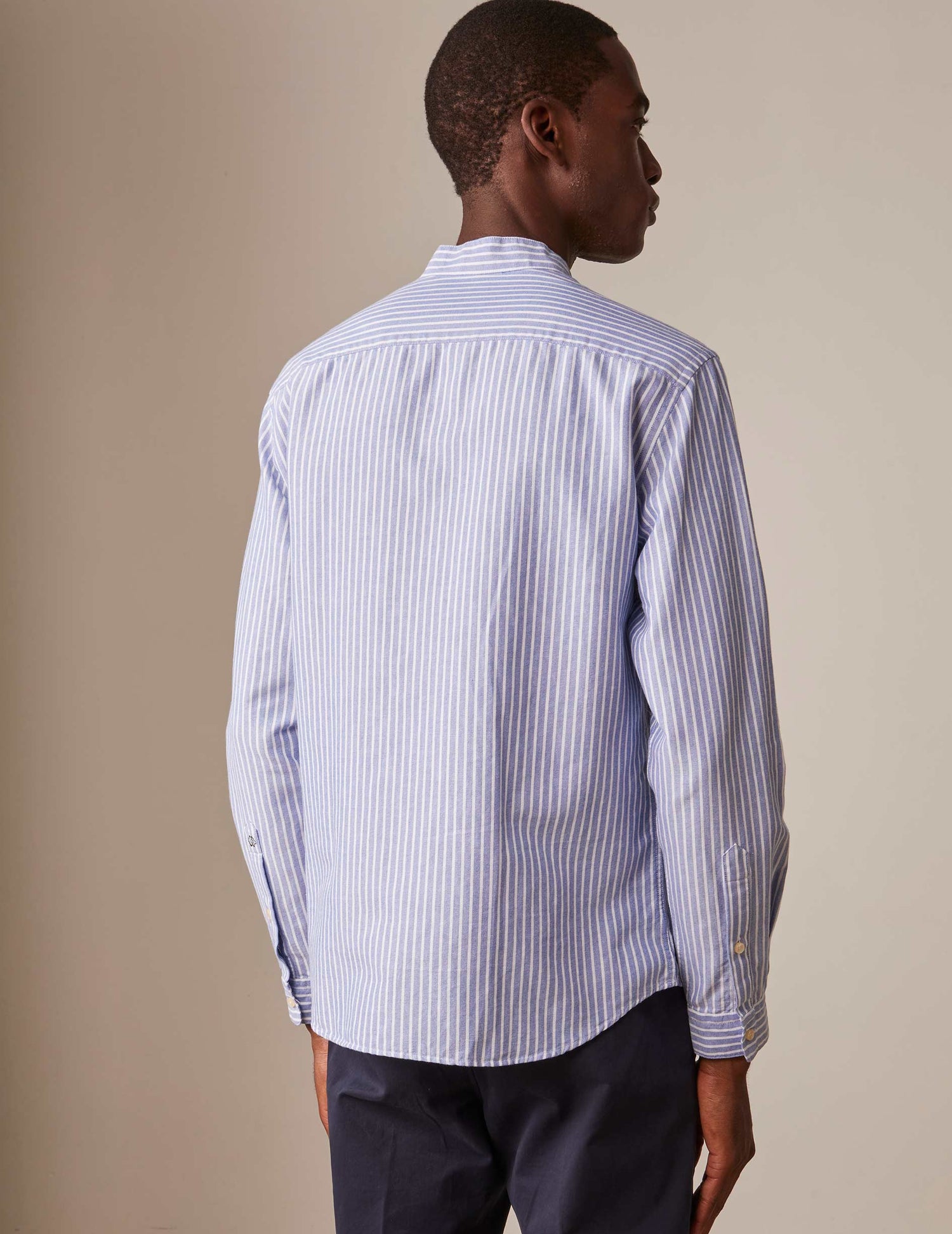 Blue striped Carl shirt - Oxford - Open straight Collar#2