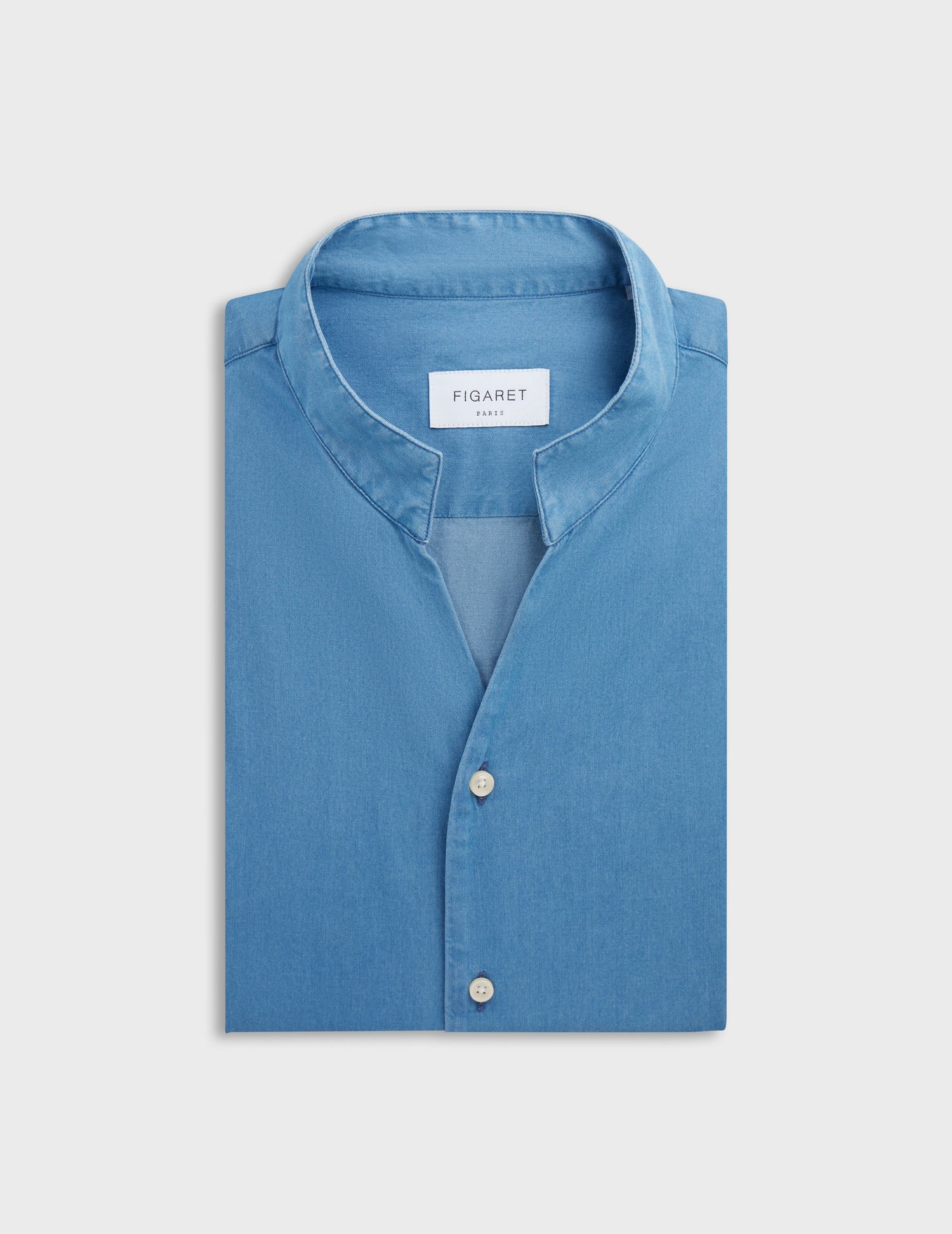 Chemise Carl en denim bleu clair - Denim - Col Droit ouvert#4