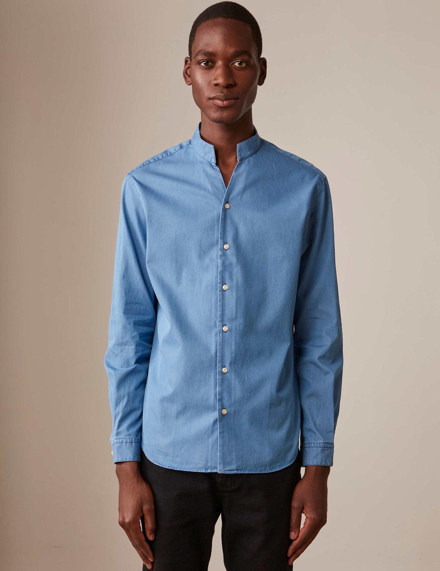 Light blue denim Carl shirt - Denim - Open straight Collar#3