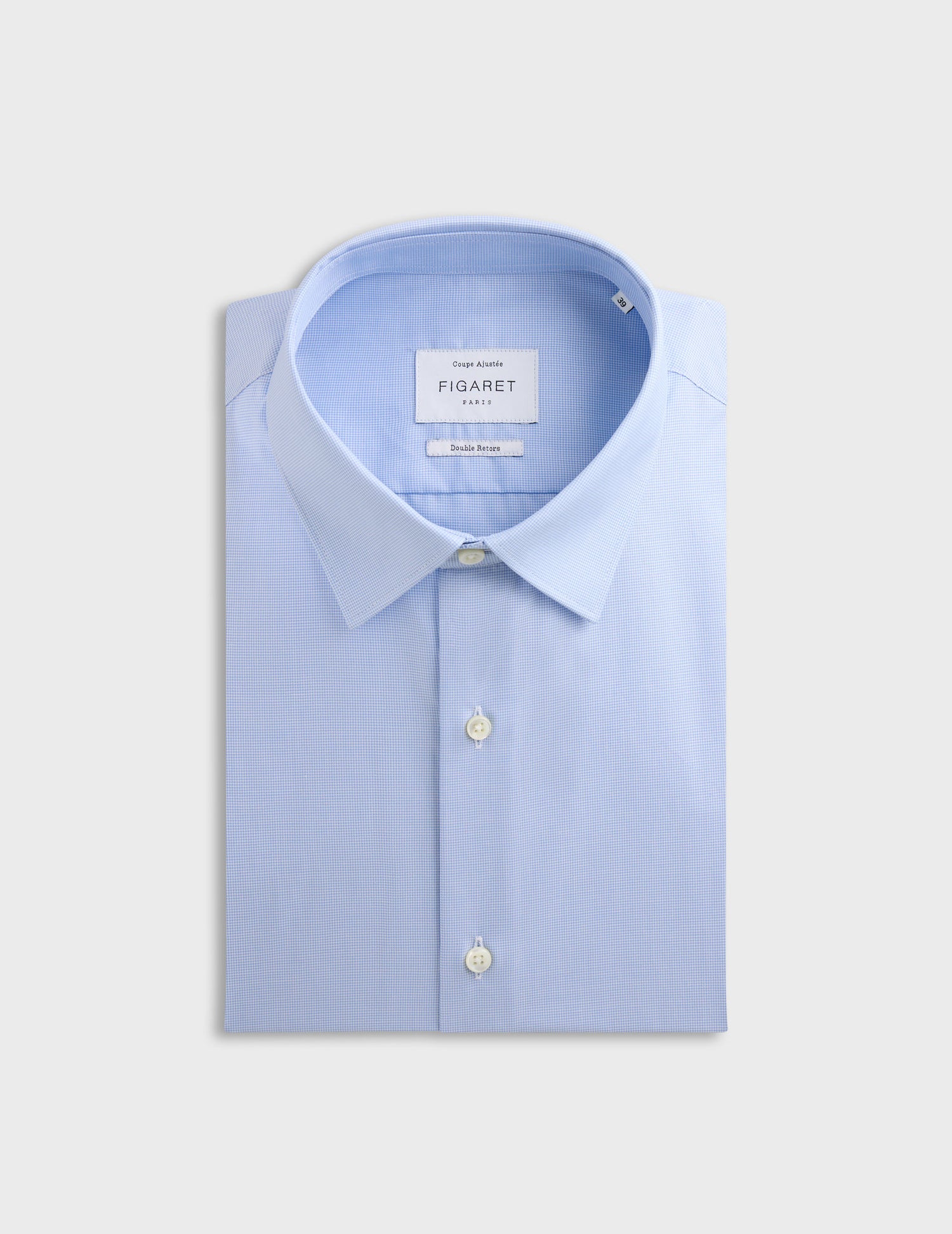 Chemise Ajustée bleue - Popeline - Col Figaret