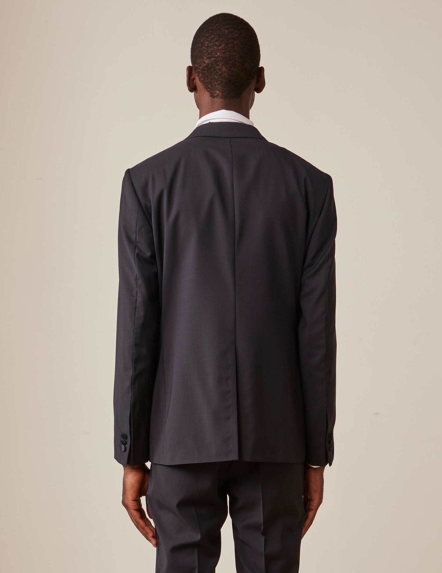 Midnight blue wool canvas Franck suit jacket