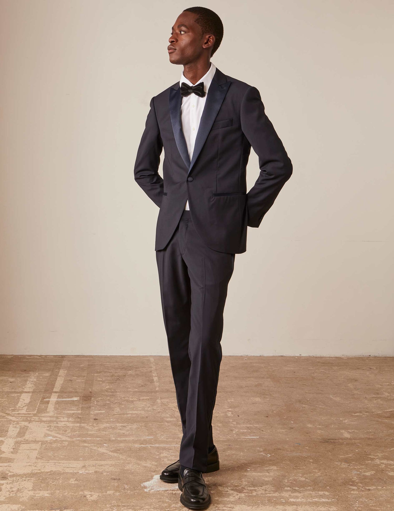 Midnight blue wool canvas Fabrice suit trousers