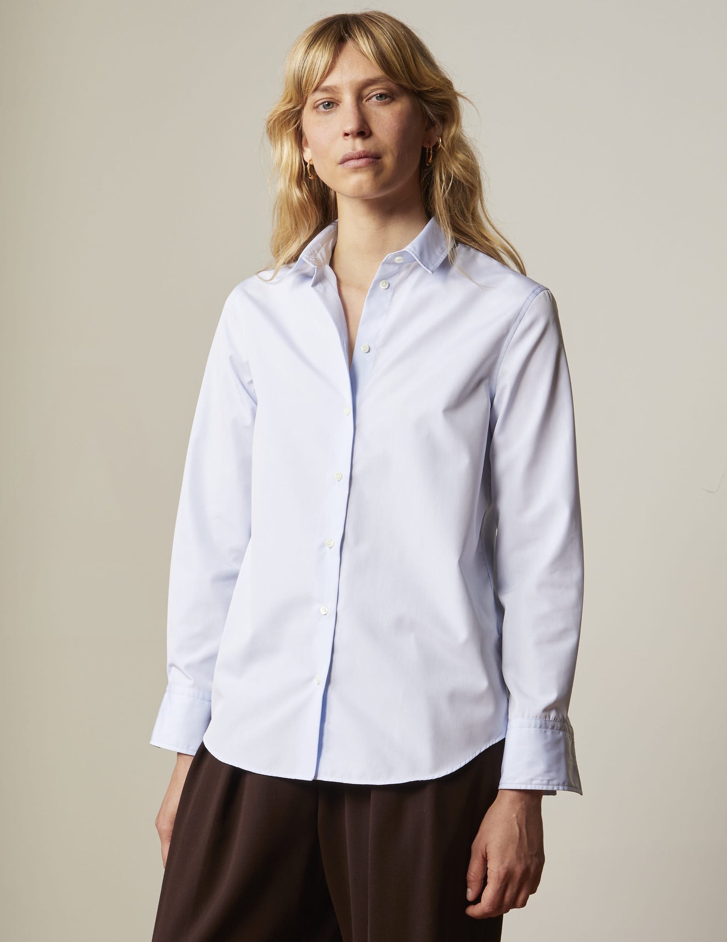 Blue wrinkle-free Marion shirt - Poplin#3