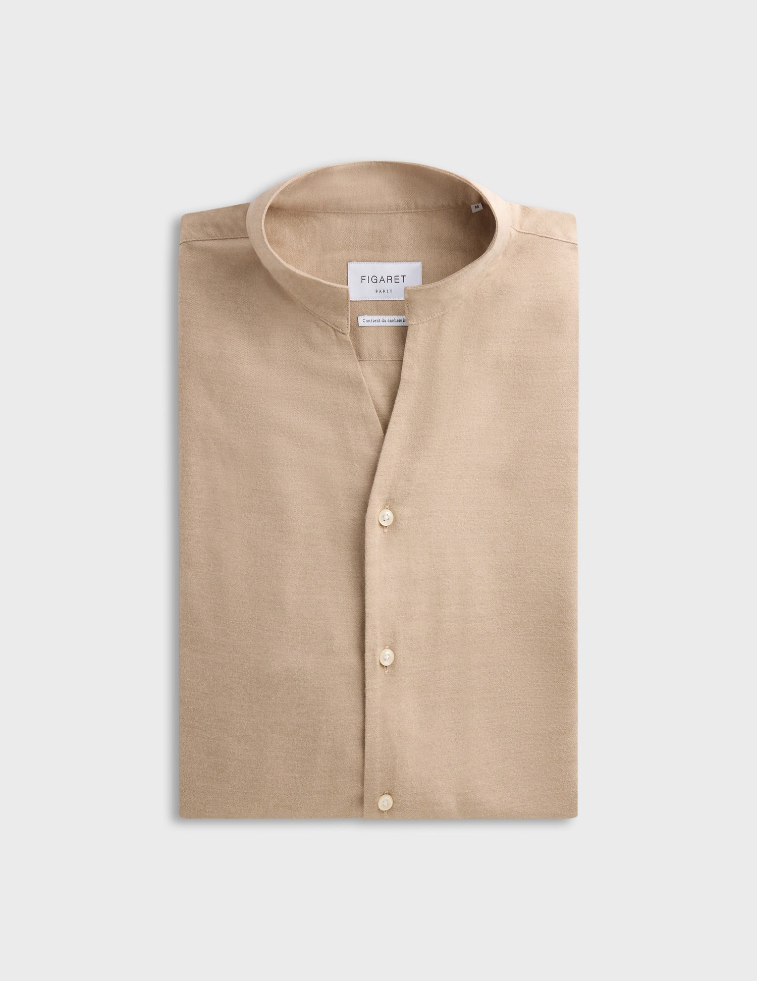 Beige Carl shirt - Flannel - Open straight Collar#4