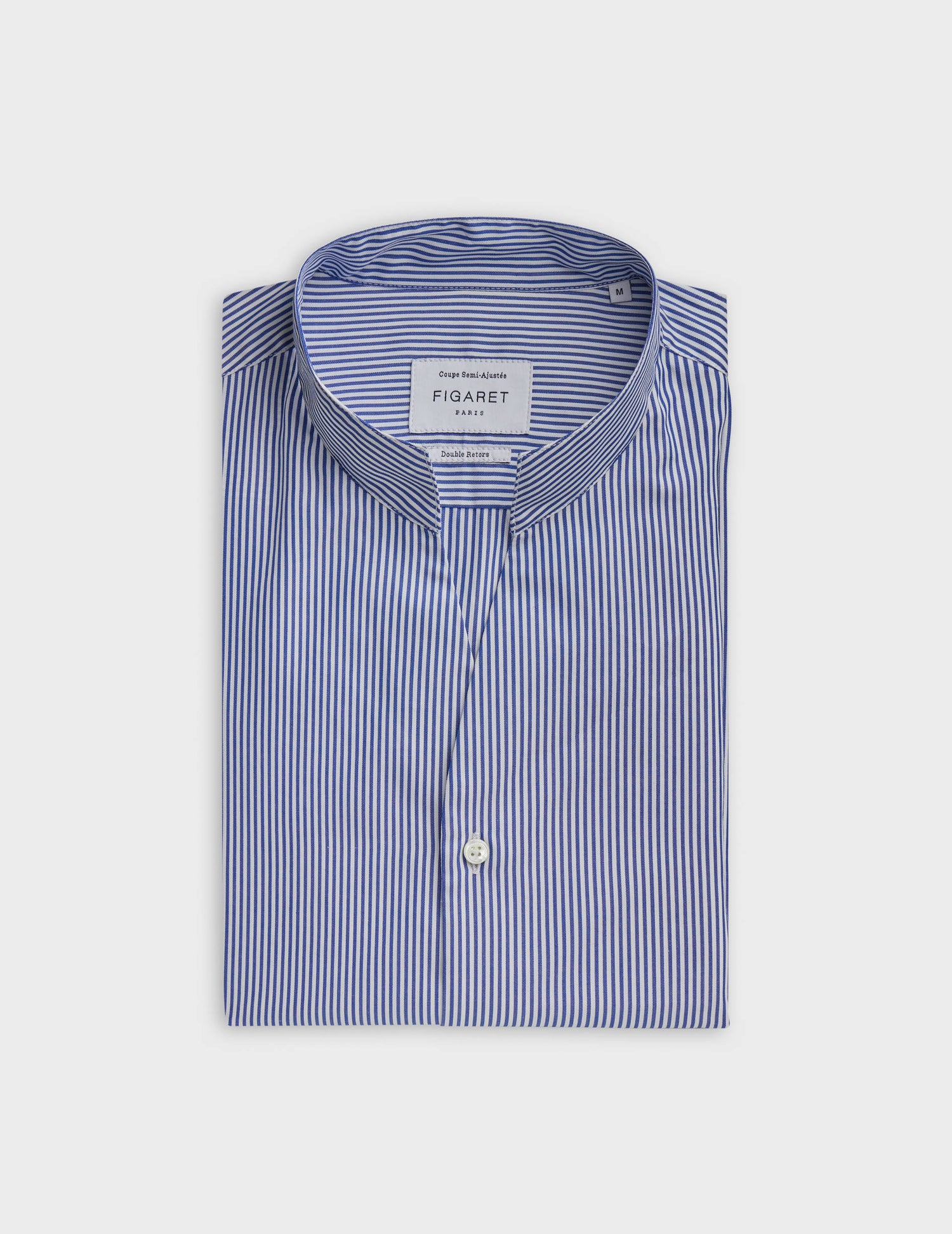 Blue striped Carl shirt - Poplin - Open straight Collar#4