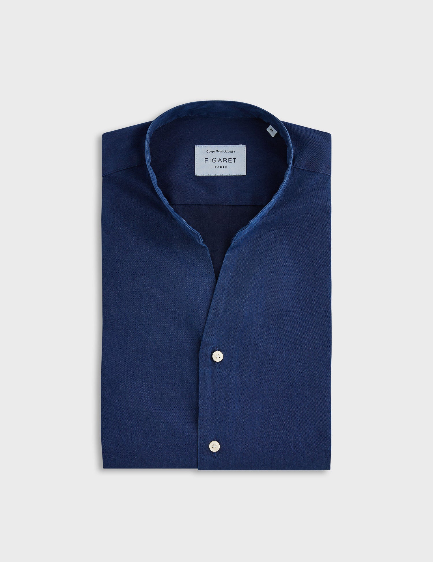 Blue denim Carl shirt - Denim - Open straight Collar#4