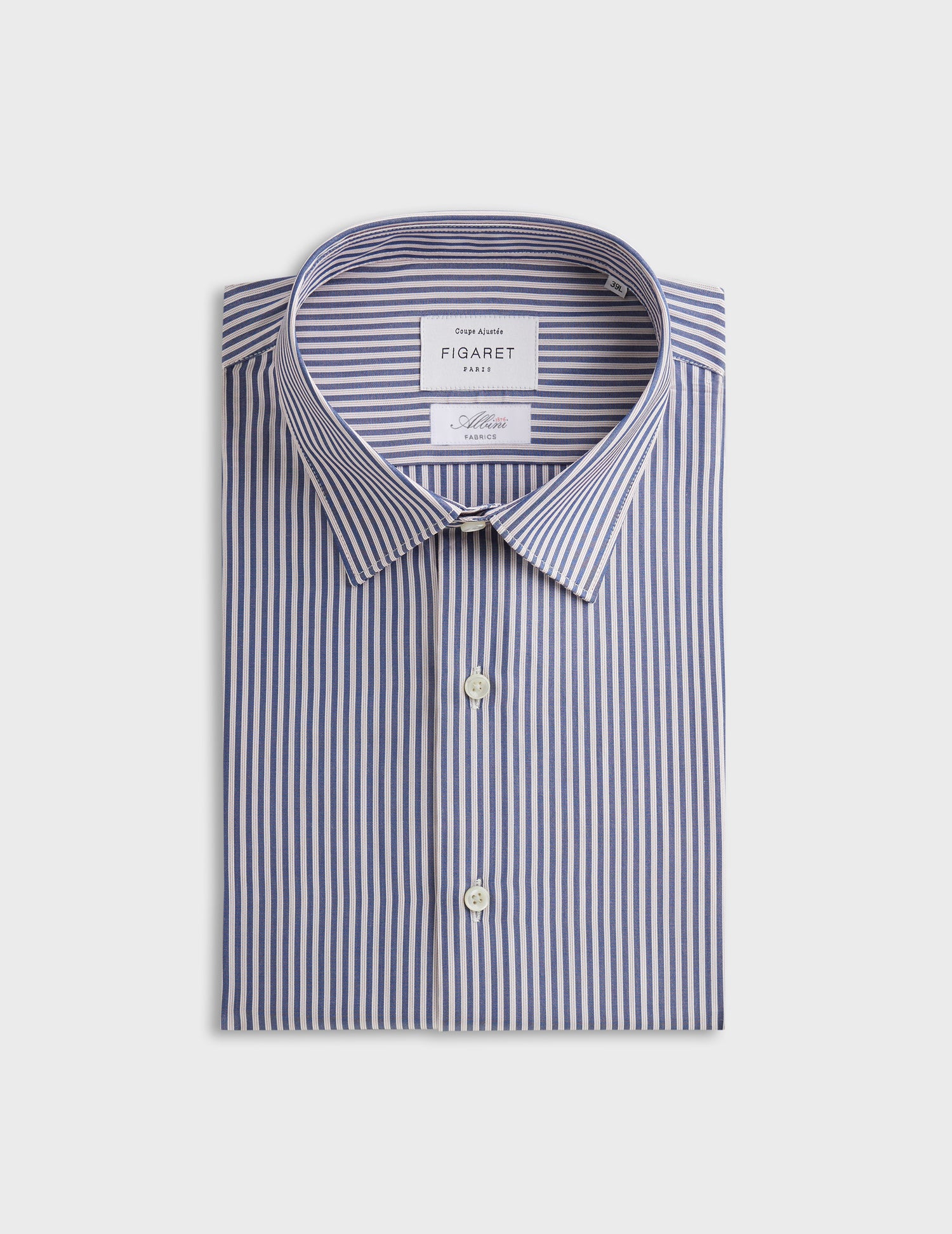 Fitted navy striped shirt - Poplin - Figaret Collar