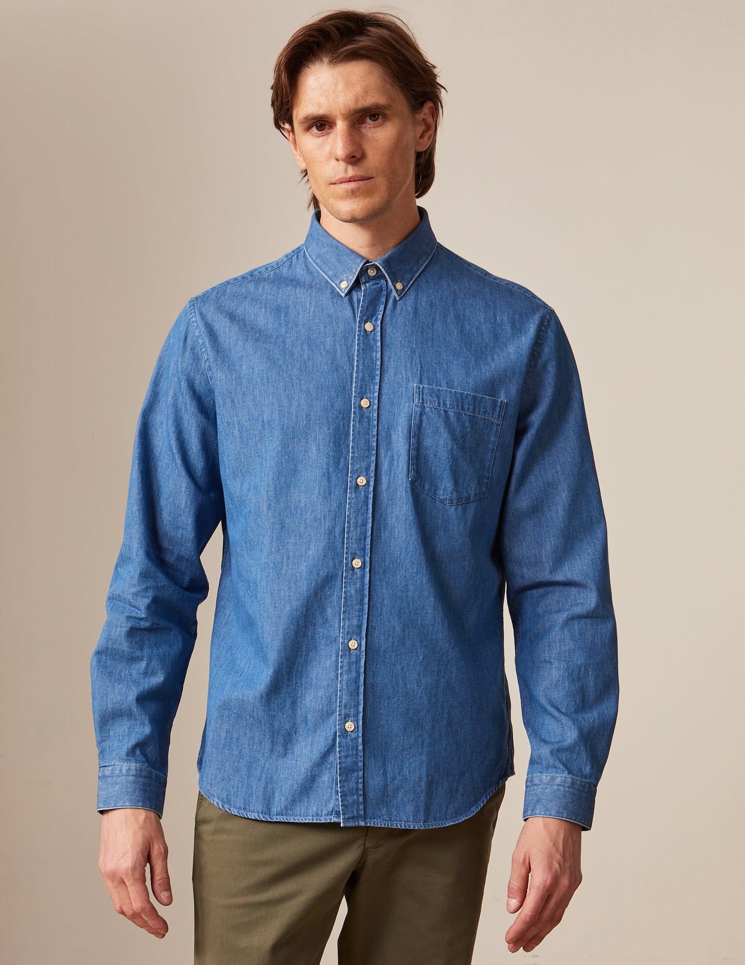 Chemise gabriel en denim bleu clair - Denim - Col Américain#3