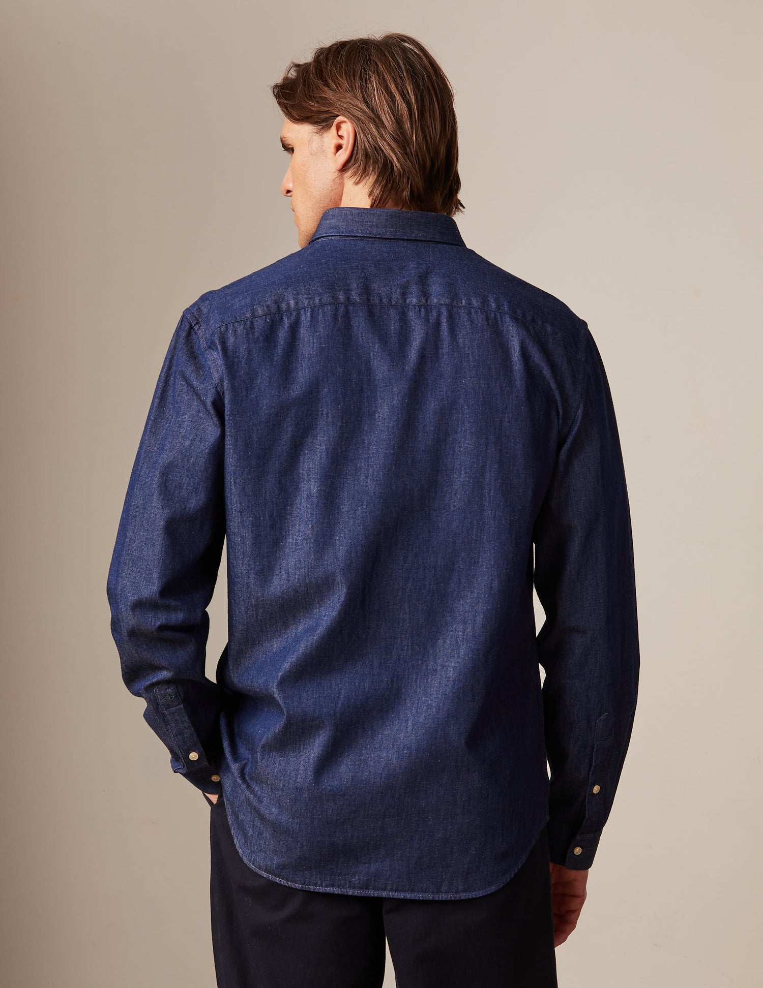 Navy denim Gabriel shirt - Denim - American Collar#2