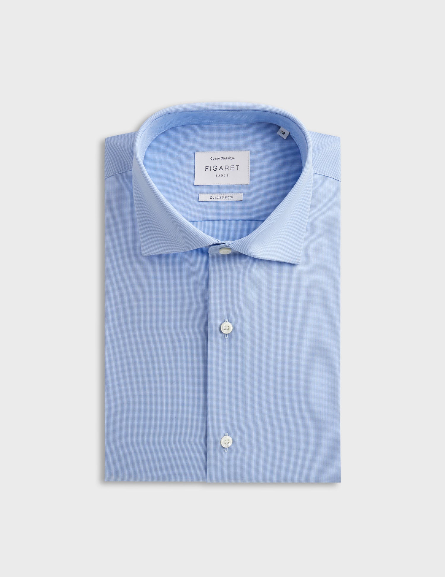 Classic blue check shirt - Poplin - Italian Collar - French Cuffs