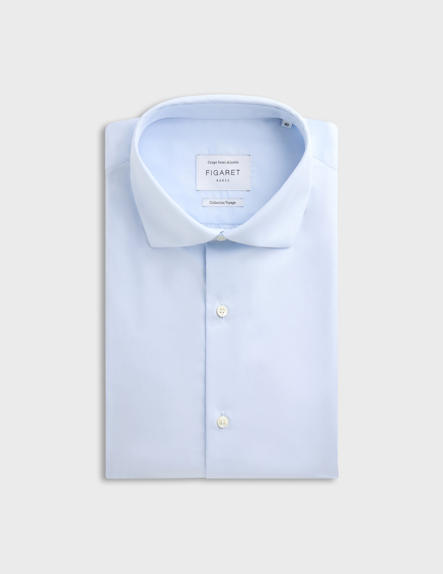 Blue semi-fitted wrinkle-free shirt - Poplin - Italian Collar#2