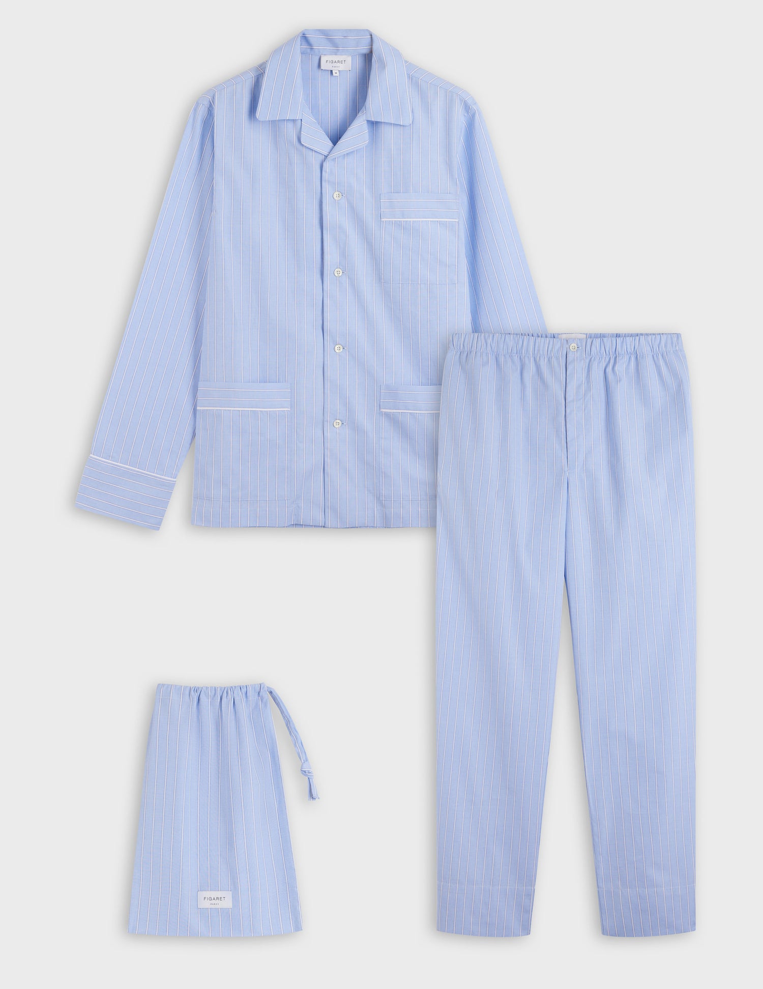 Blue striped poplin Louis pyjamas