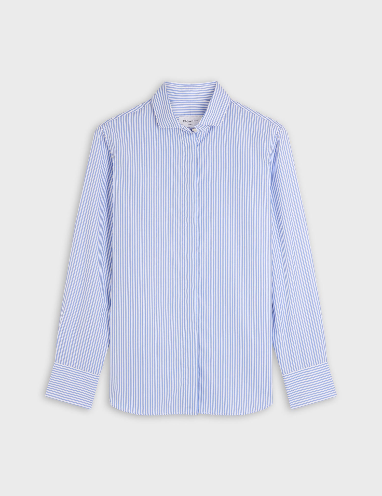 Striped blue Caroline hidden throat shirt - Poplin - Italian Collar#4