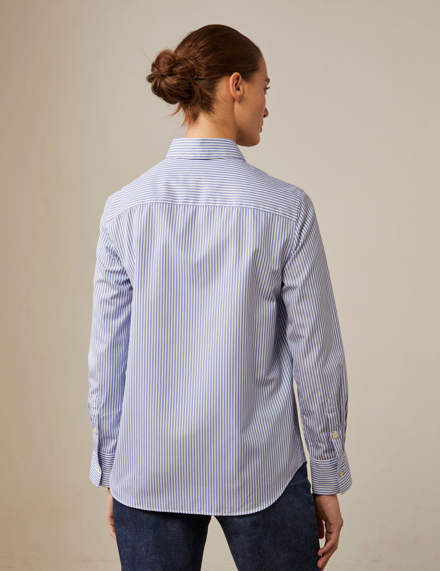 blue Striped hidden throat Caroline shirt - Poplin - Italian Collar#2