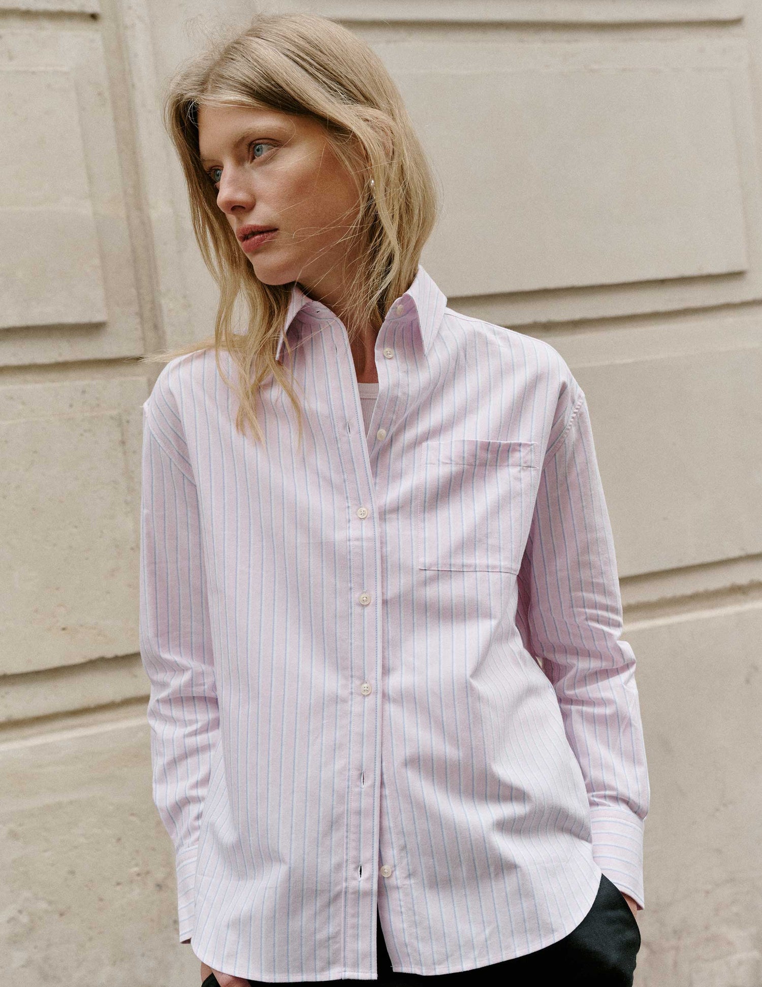 Striped pink Charlotte shirt - Oxford - Shirt Collar