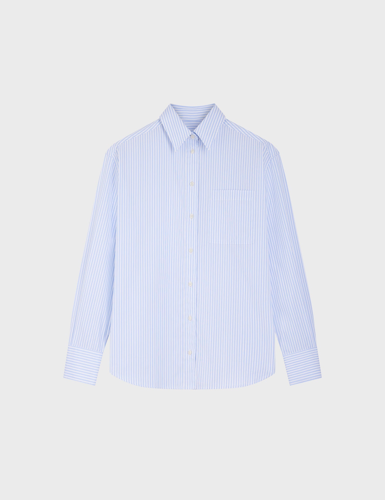 Striped light blue Charlotte shirt - Poplin - Shirt Collar#4