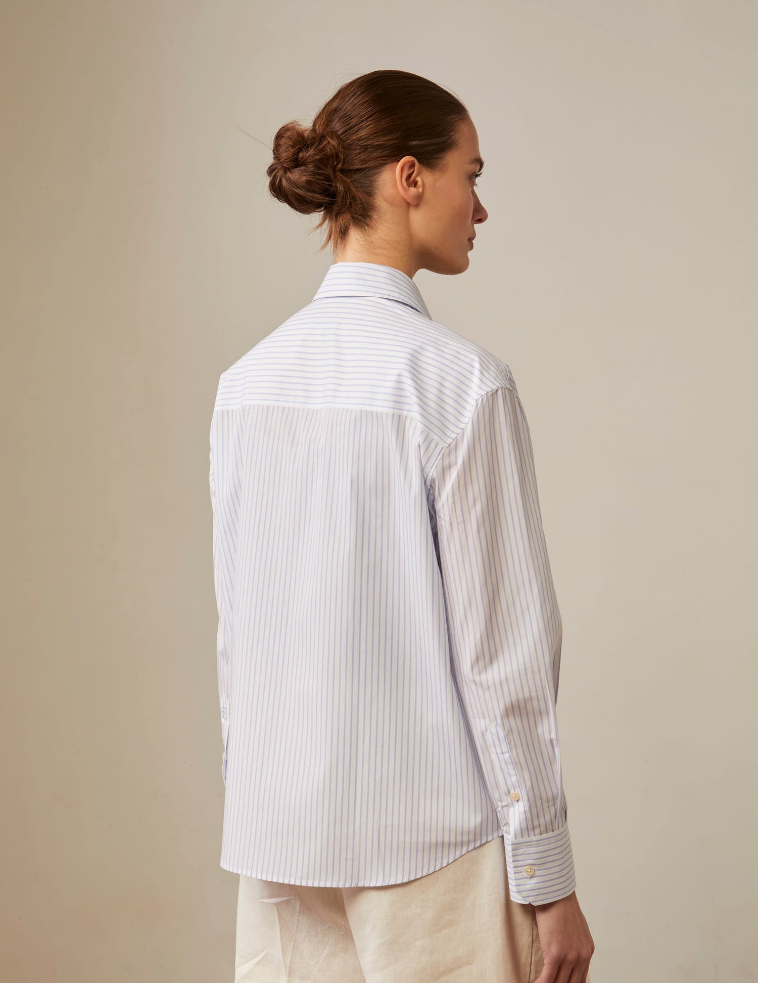 Striped light blue Charlotte shirt - Poplin - Shirt Collar#2