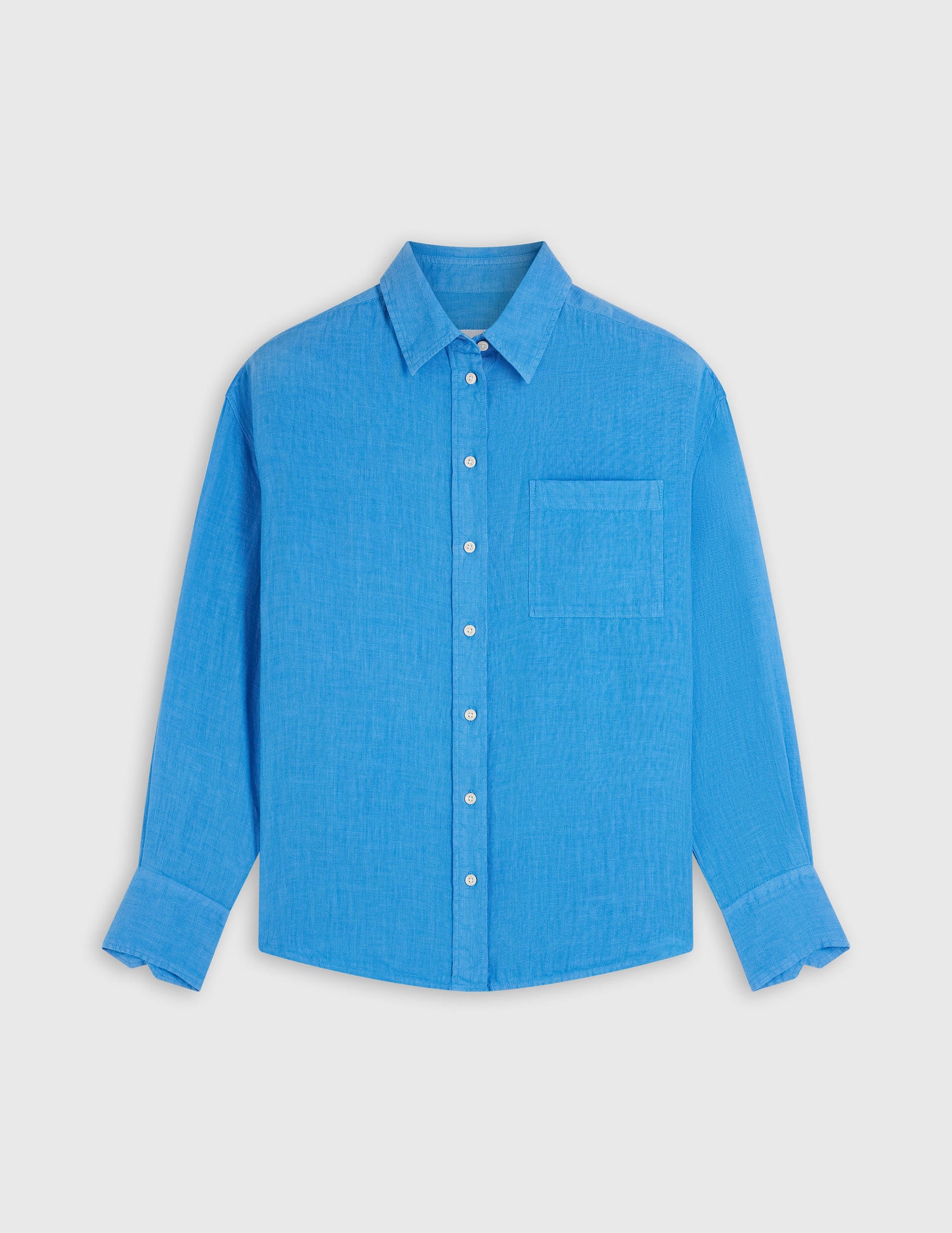 Charlotte blue linen shirt - Linen - Shirt Collar#4